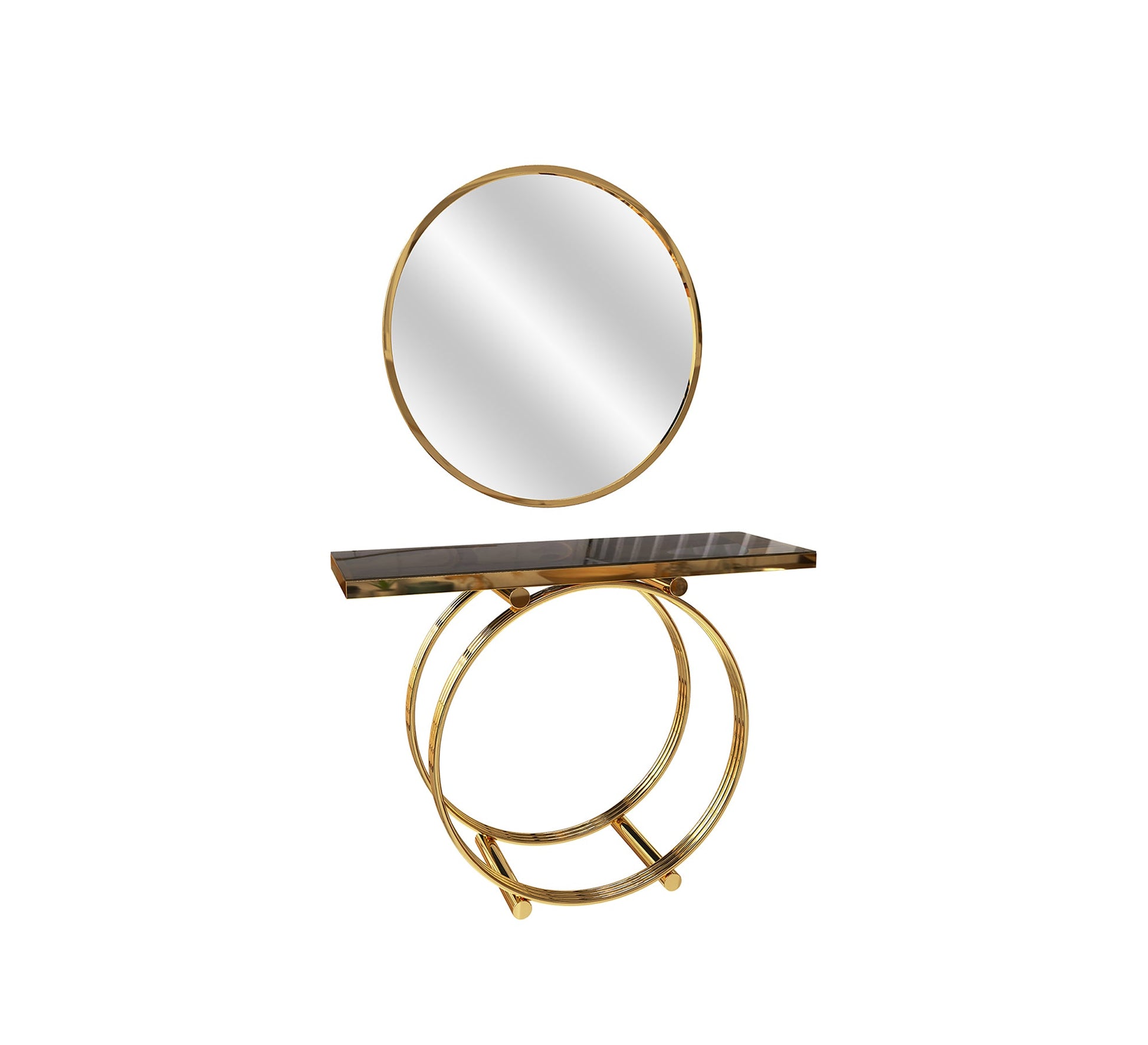Console with base and circular mirror - Vitrine Furniture - Console