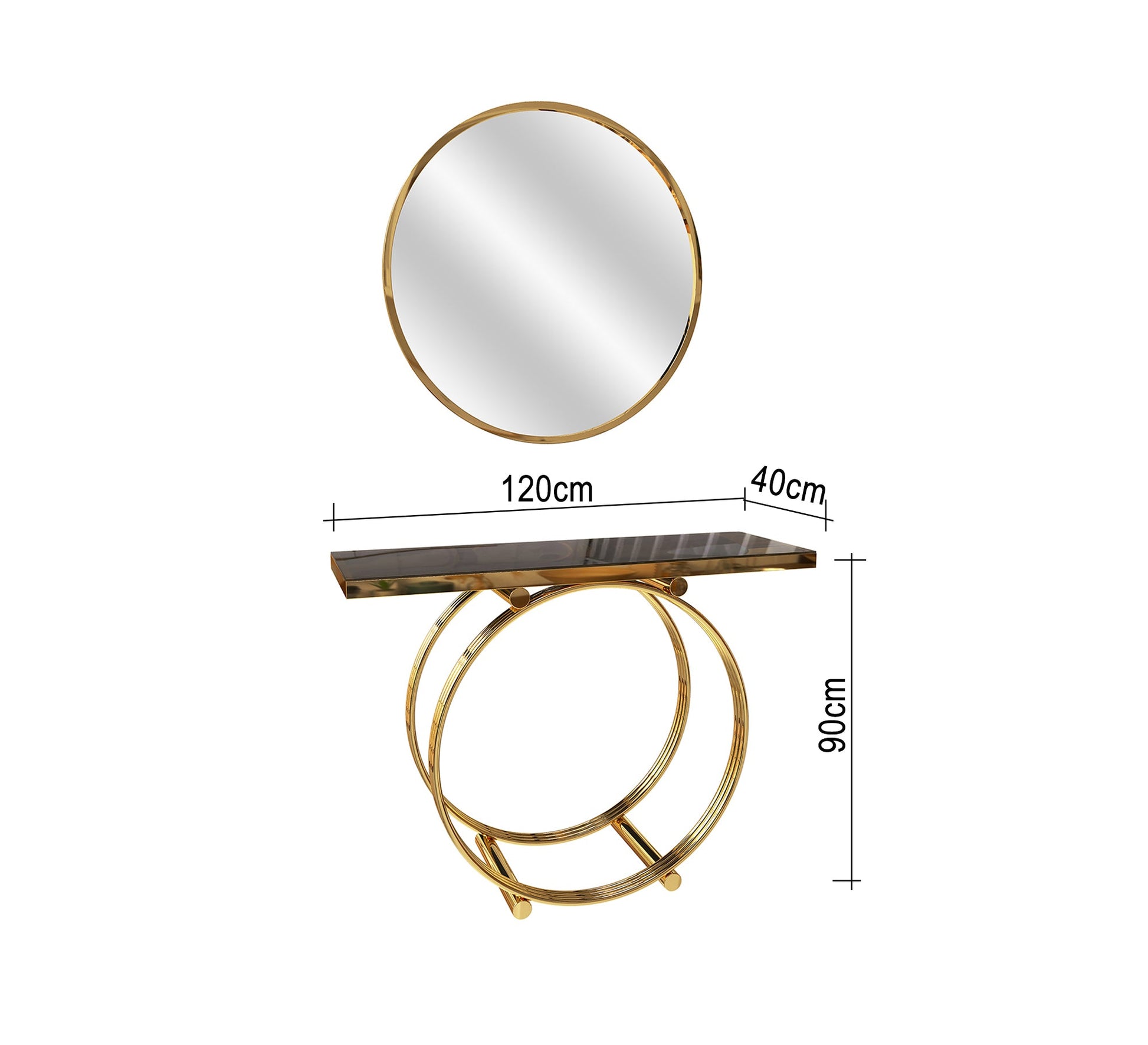 Console with base and circular mirror - Vitrine Furniture - Console