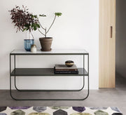 Console with black frame and glass shelves - Vitrine Furniture - Furniture