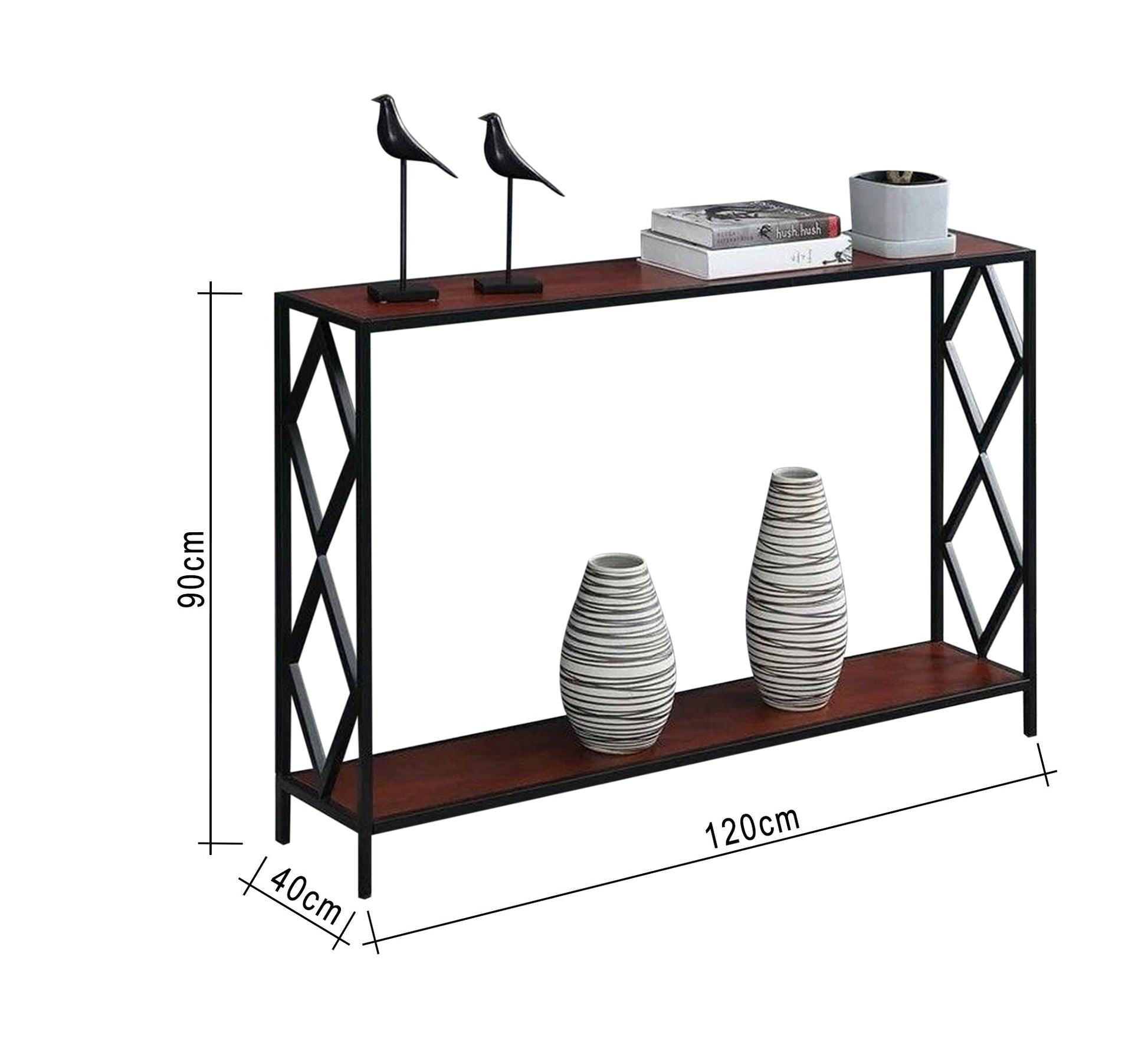 Console with black frame and wooden shelves - Vitrine Furniture - Furniture