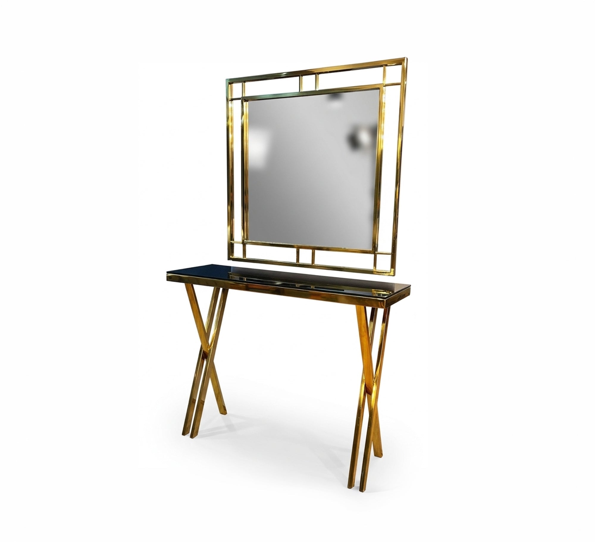Console with golden mirror - Vitrine Furniture - Console
