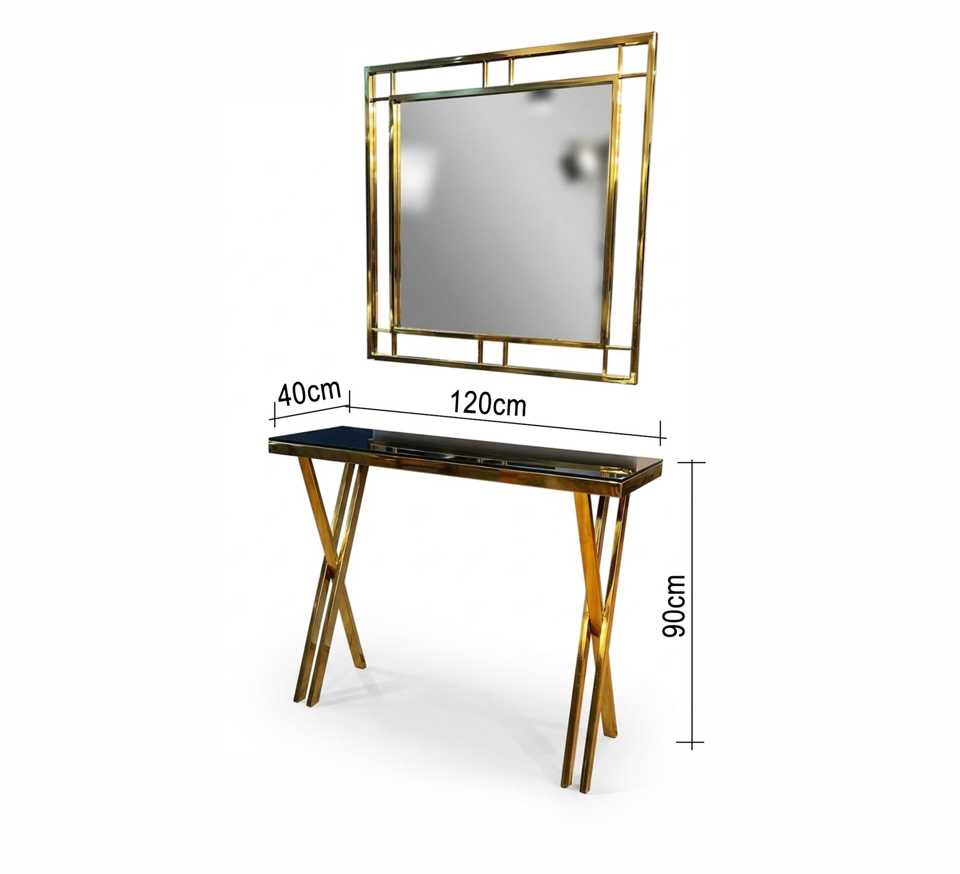 Console with golden mirror - Vitrine Furniture - Console