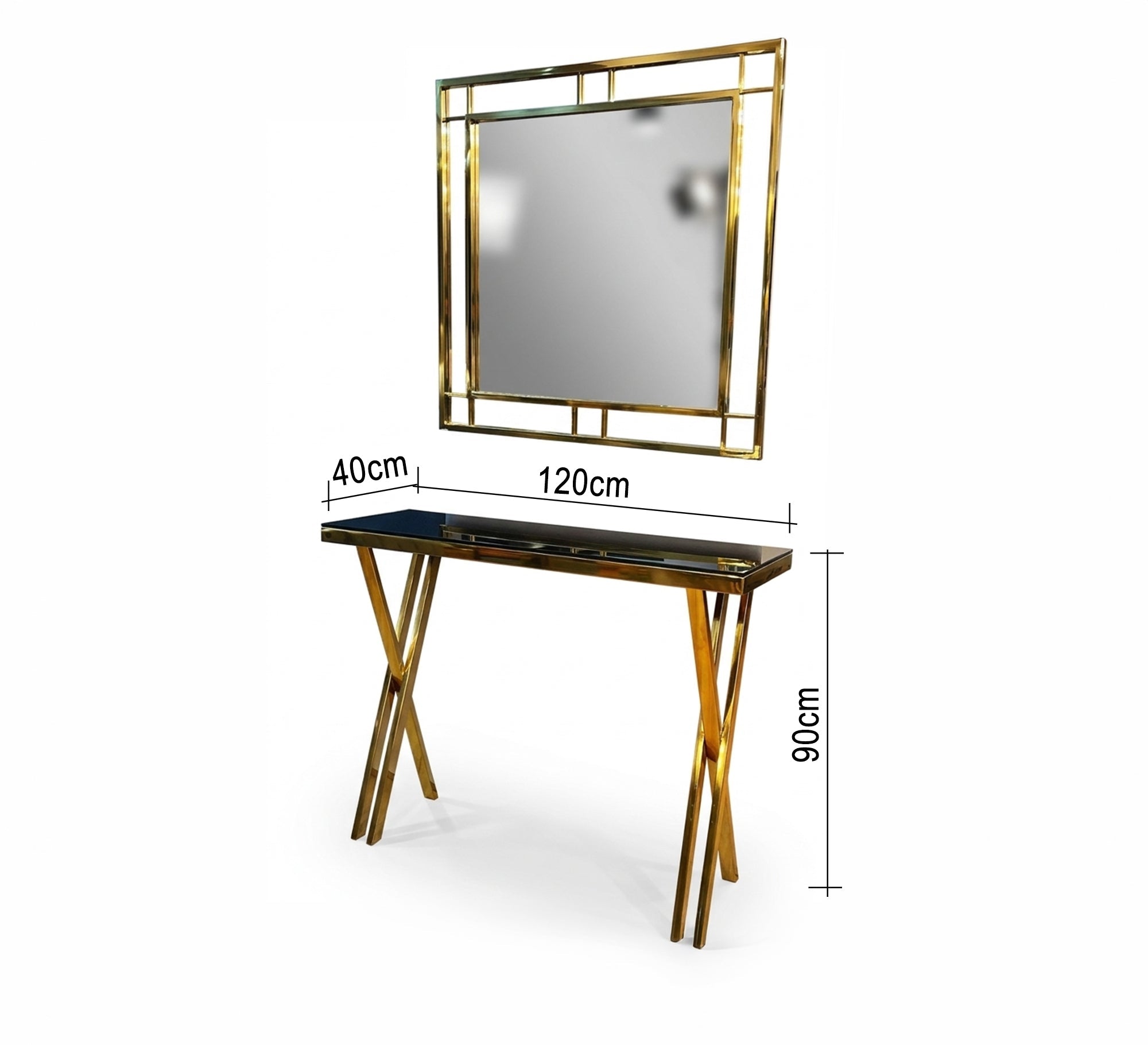 Console with golden mirror - Vitrine Furniture - Console