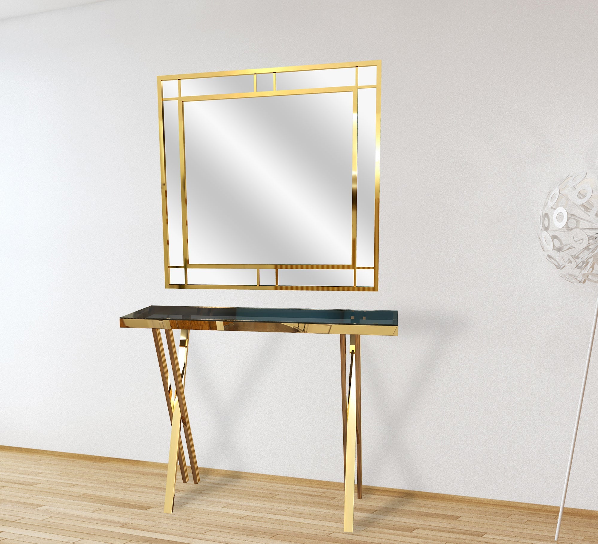 Console with golden mirror - Vitrine Furniture - Furniture