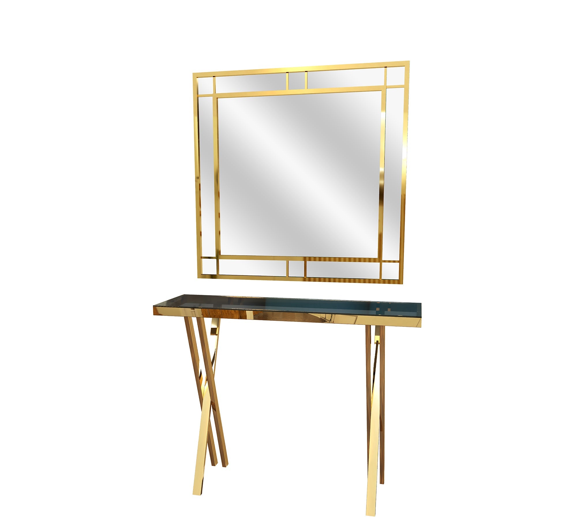 Console with golden mirror - Vitrine Furniture - Furniture