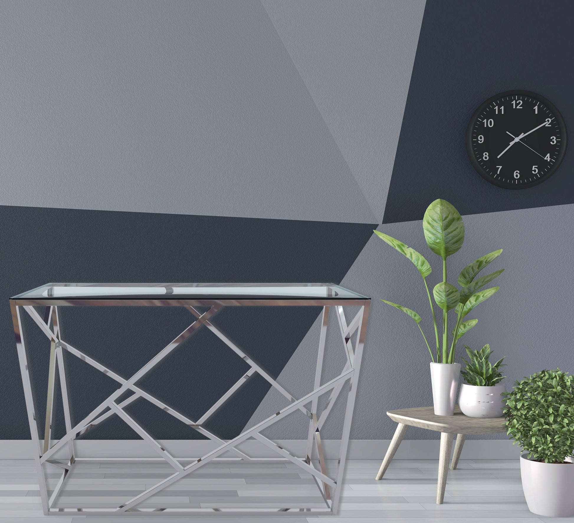 Console with silver interlocking decoration - Vitrine Furniture - Furniture