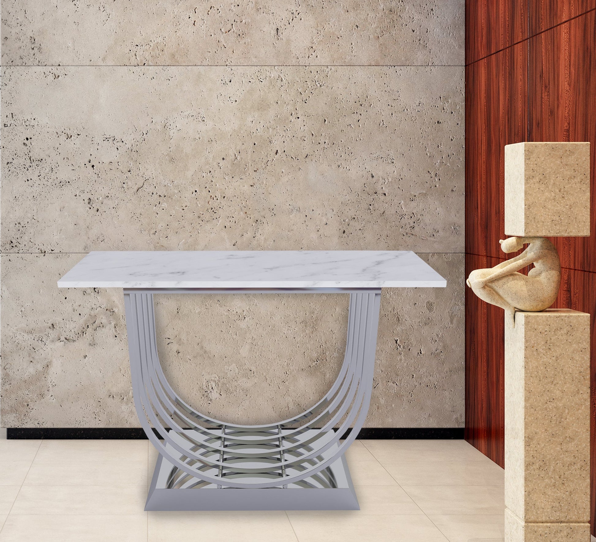 Console with silver U - shaped base - Vitrine Furniture - Furniture