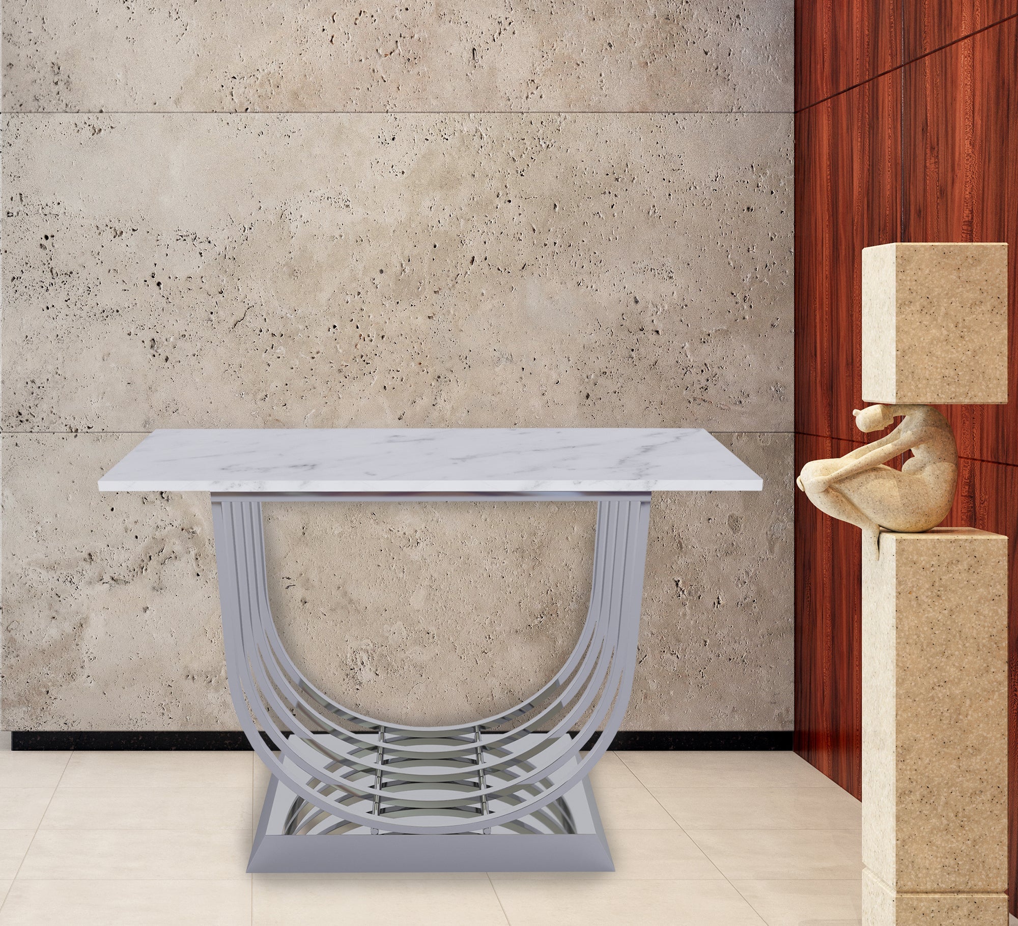 Console with silver U - shaped base - Vitrine Furniture - Furniture