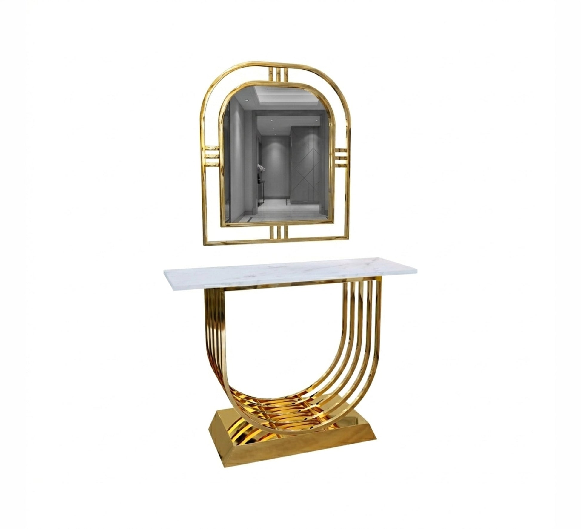 Console with U - shaped base with mirror - Vitrine Furniture - Console
