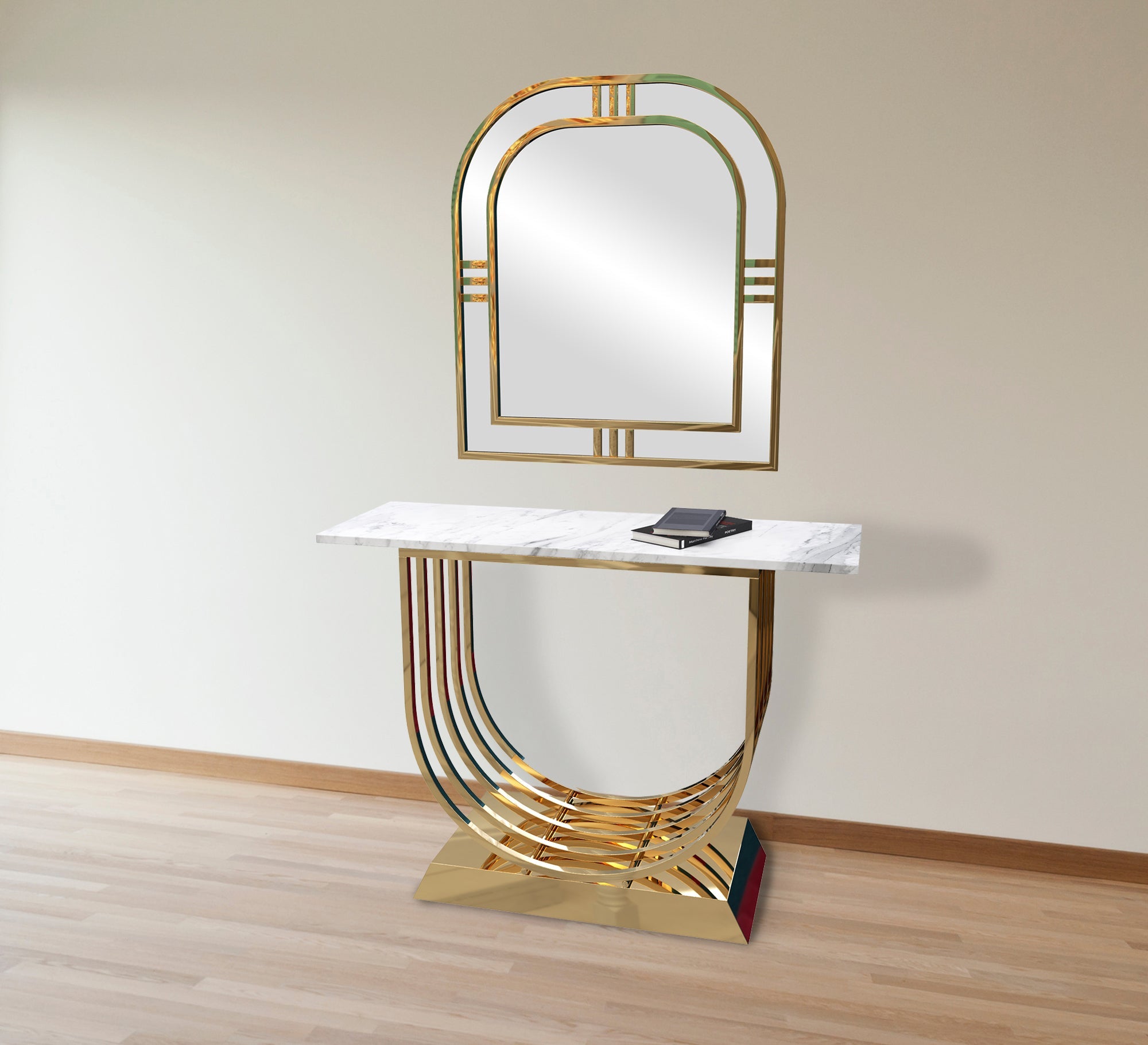 Console with U - shaped base with mirror - Vitrine Furniture - Furniture