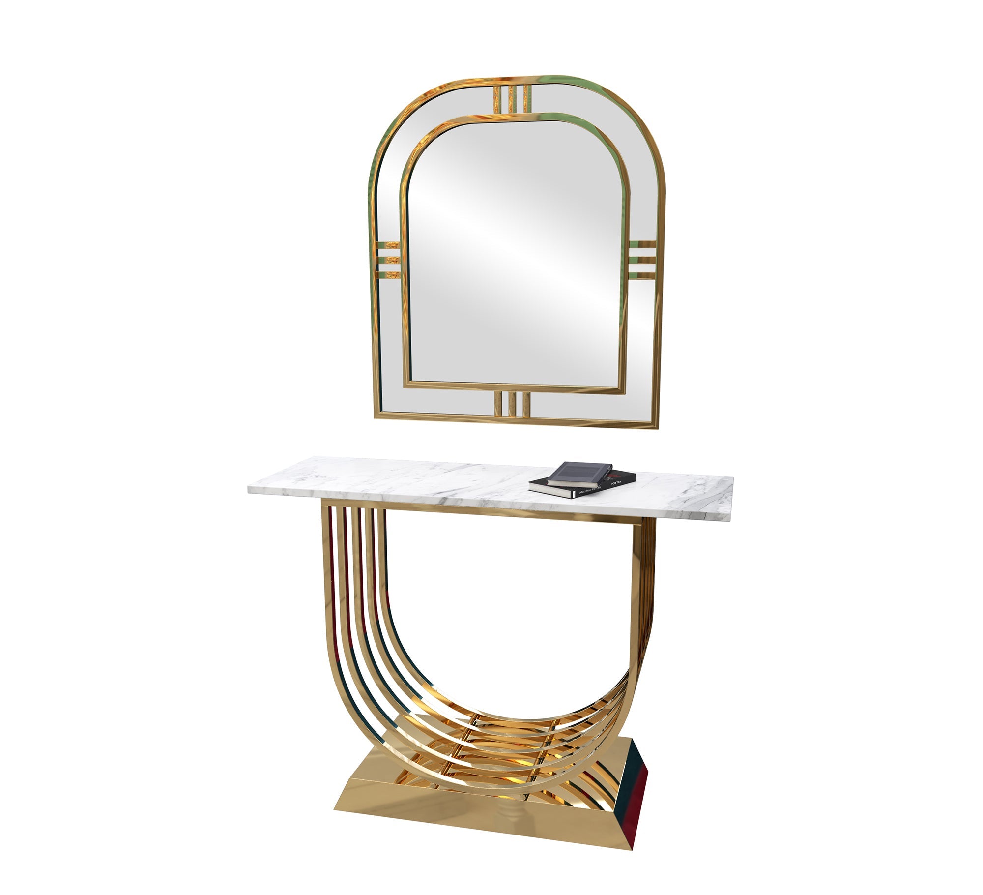 Console with U - shaped base with mirror - Vitrine Furniture - Furniture