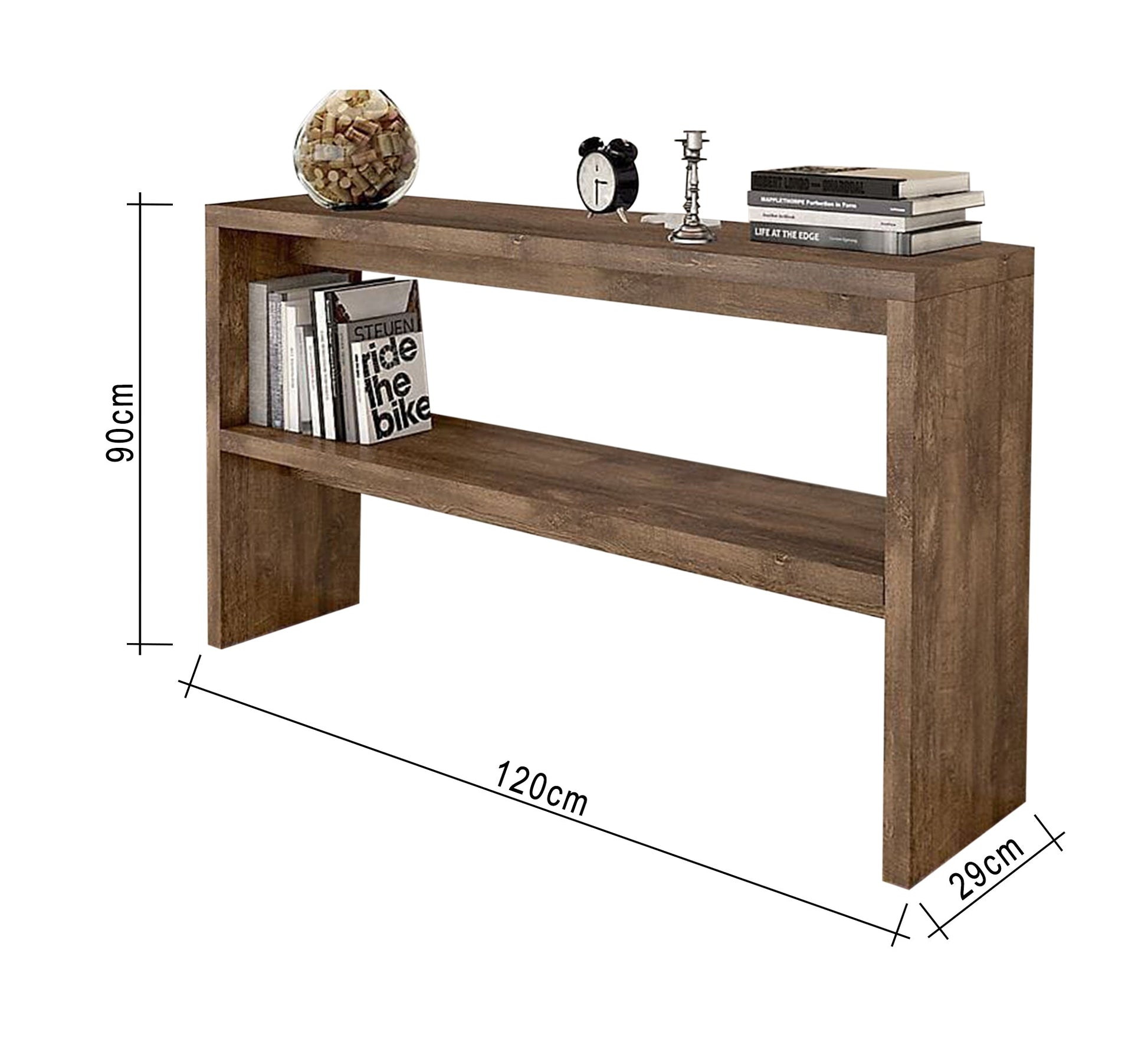 Console with upper and lower shelves, rectangular in shape, wooden - Vitrine Furniture - Furniture