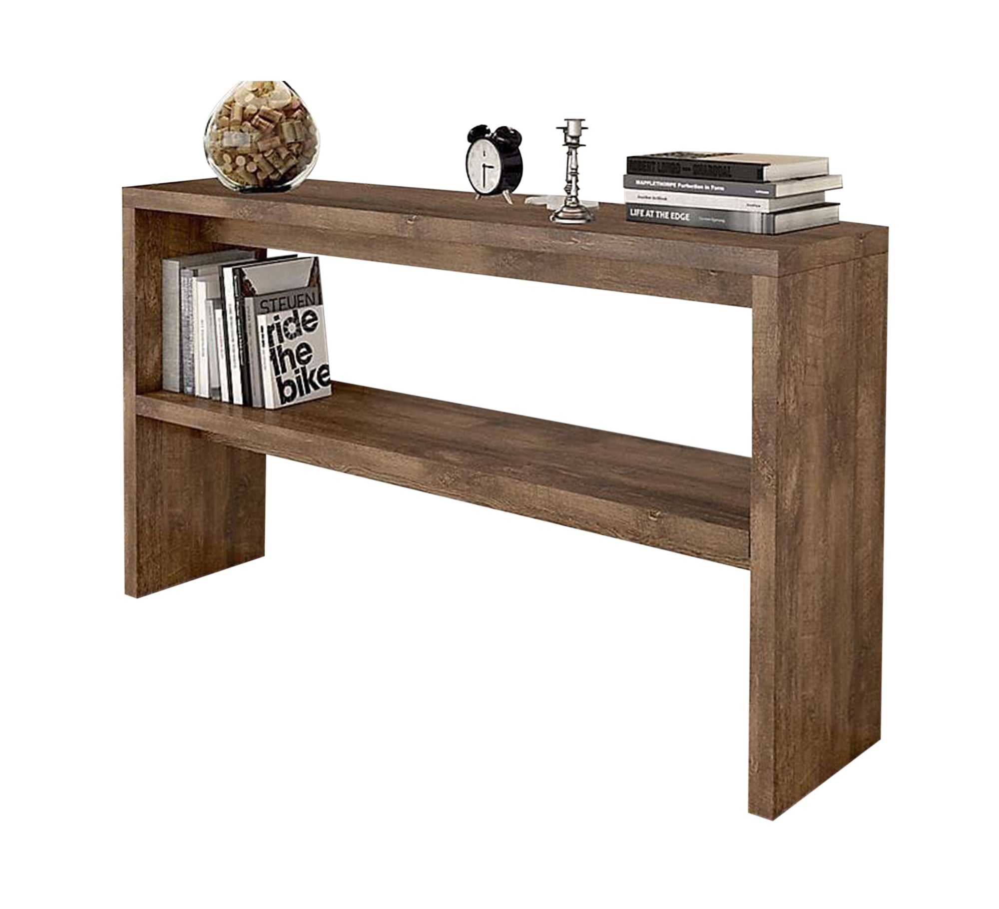 Console with upper and lower shelves, rectangular in shape, wooden - Vitrine Furniture - Furniture