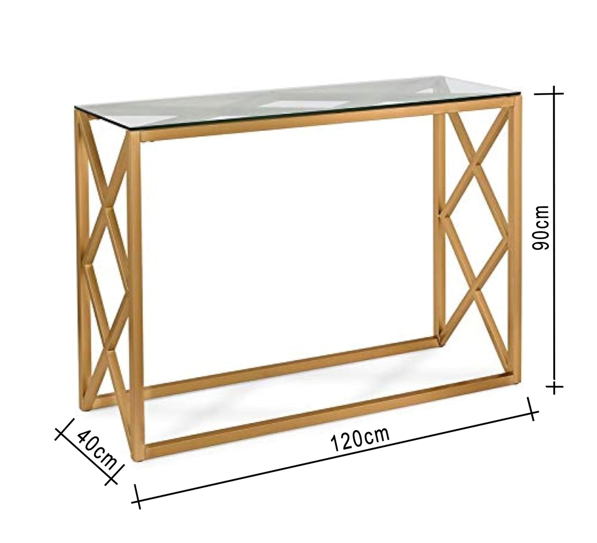 Console with X base in luxurious gold - Vitrine Furniture - Furniture