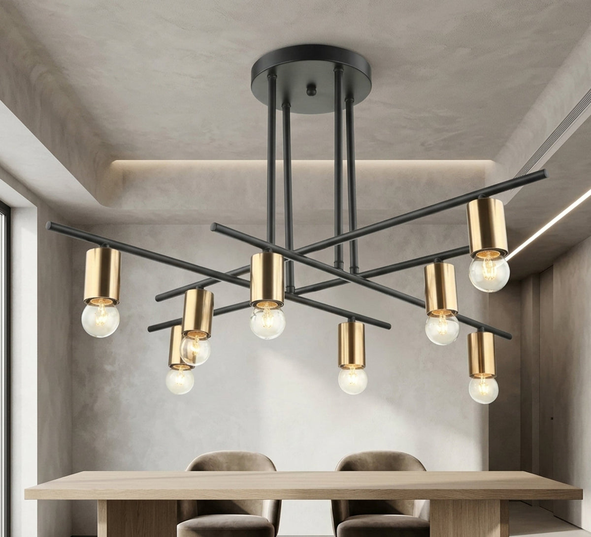 Contemporary, interconnected eight-arm ceiling chandelier - Vitrine Furniture - Ceiling lights
