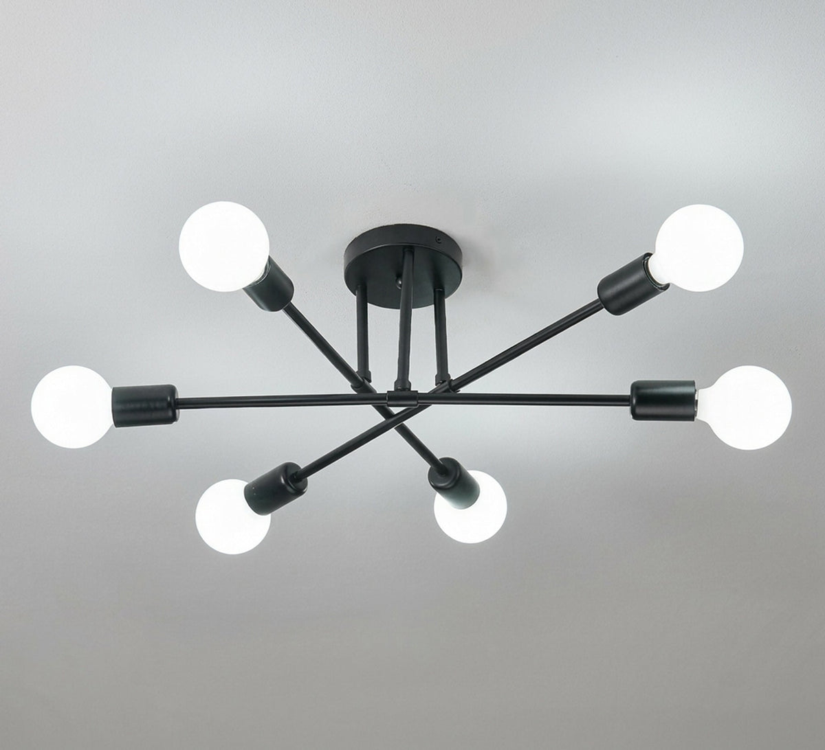 Contemporary six-light intertwined chandelier in black - Vitrine Furniture - Ceiling lights