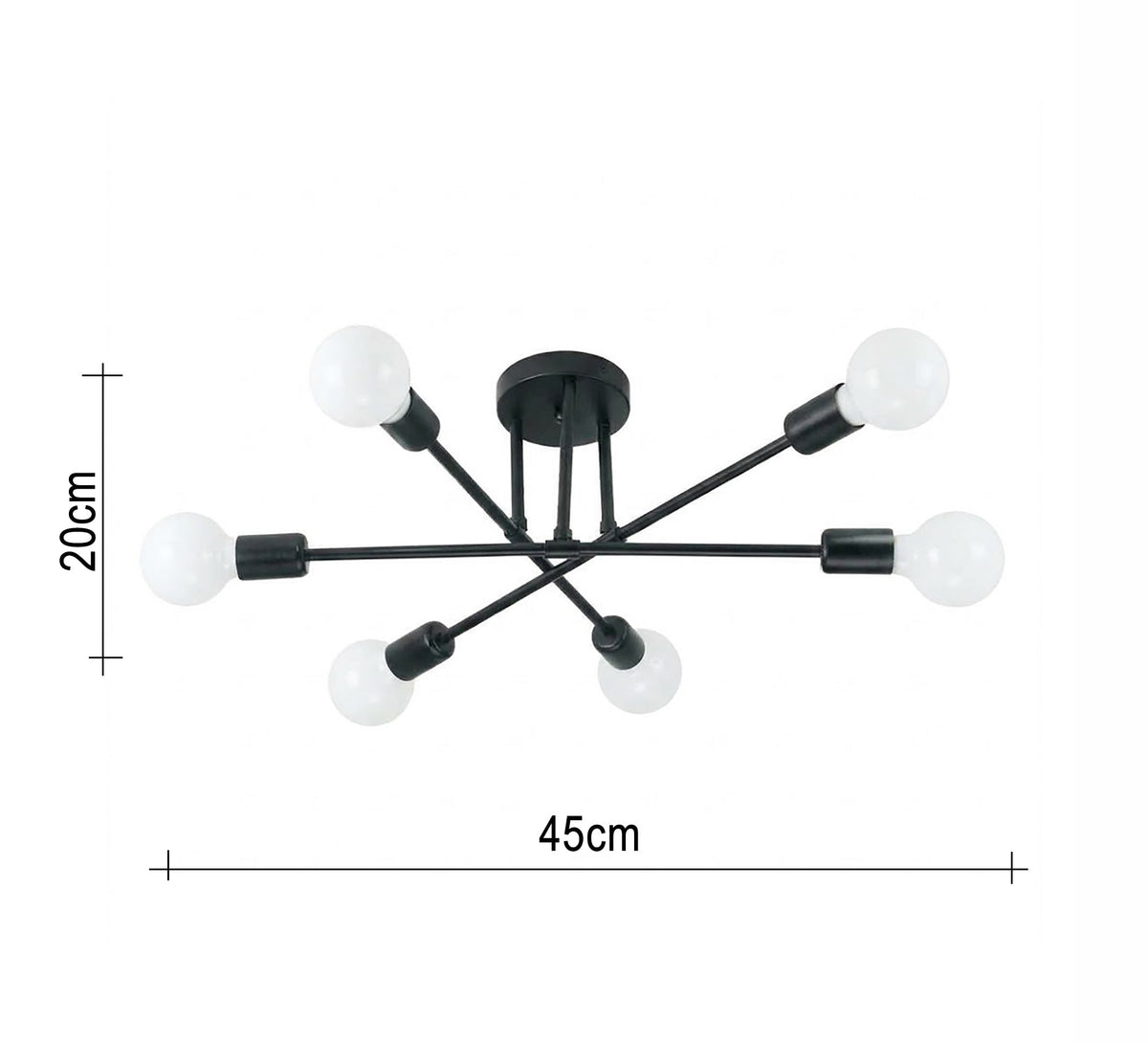 Contemporary six-light intertwined chandelier in black - Vitrine Furniture - Ceiling lights