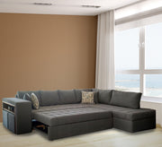 Corner bed and chaise longue in gray color - Vitrine Furniture - Sofa Bed