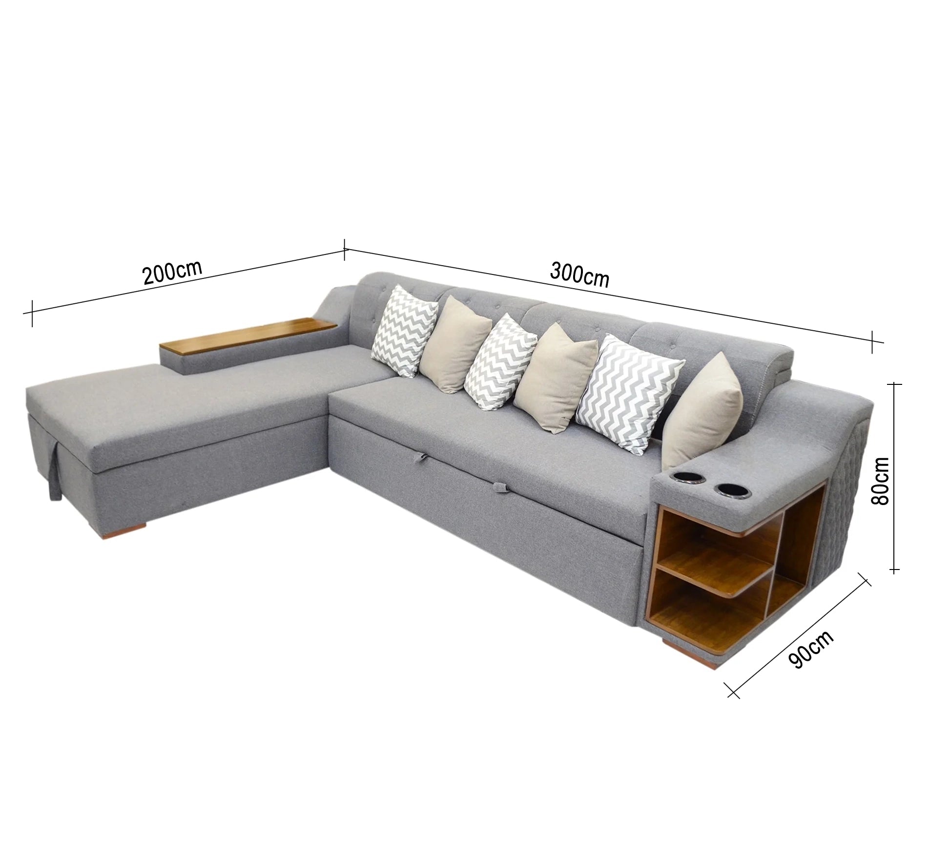Corner Bed, Sofa, Built - In Table Combo - Vitrine Furniture - L - shape sofa set