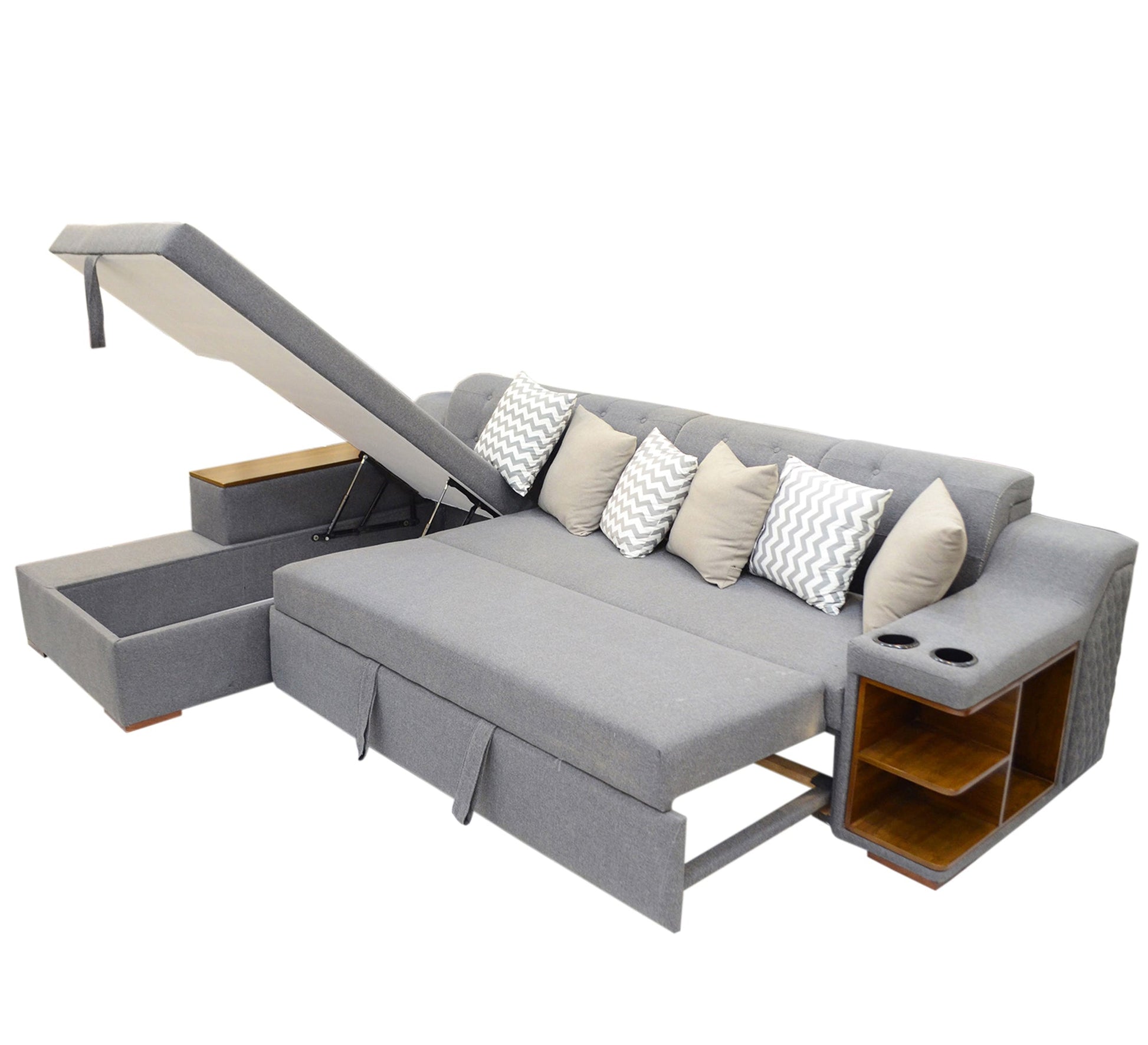 Corner Bed, Sofa, Built - In Table Combo - Vitrine Furniture - Sofa bed