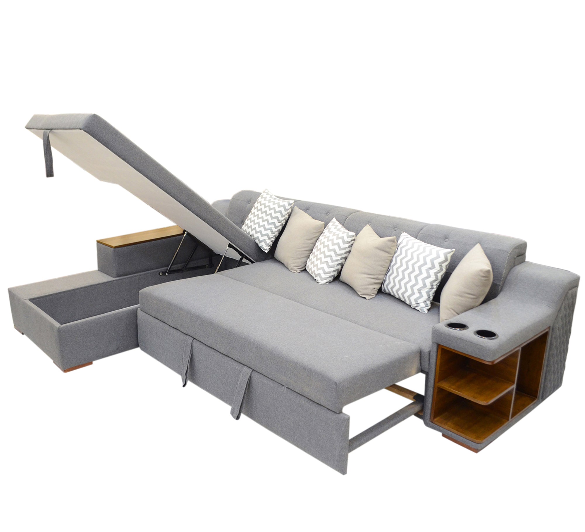 Corner Bed, Sofa, Built - In Table Combo - Vitrine Furniture - Sofa bed
