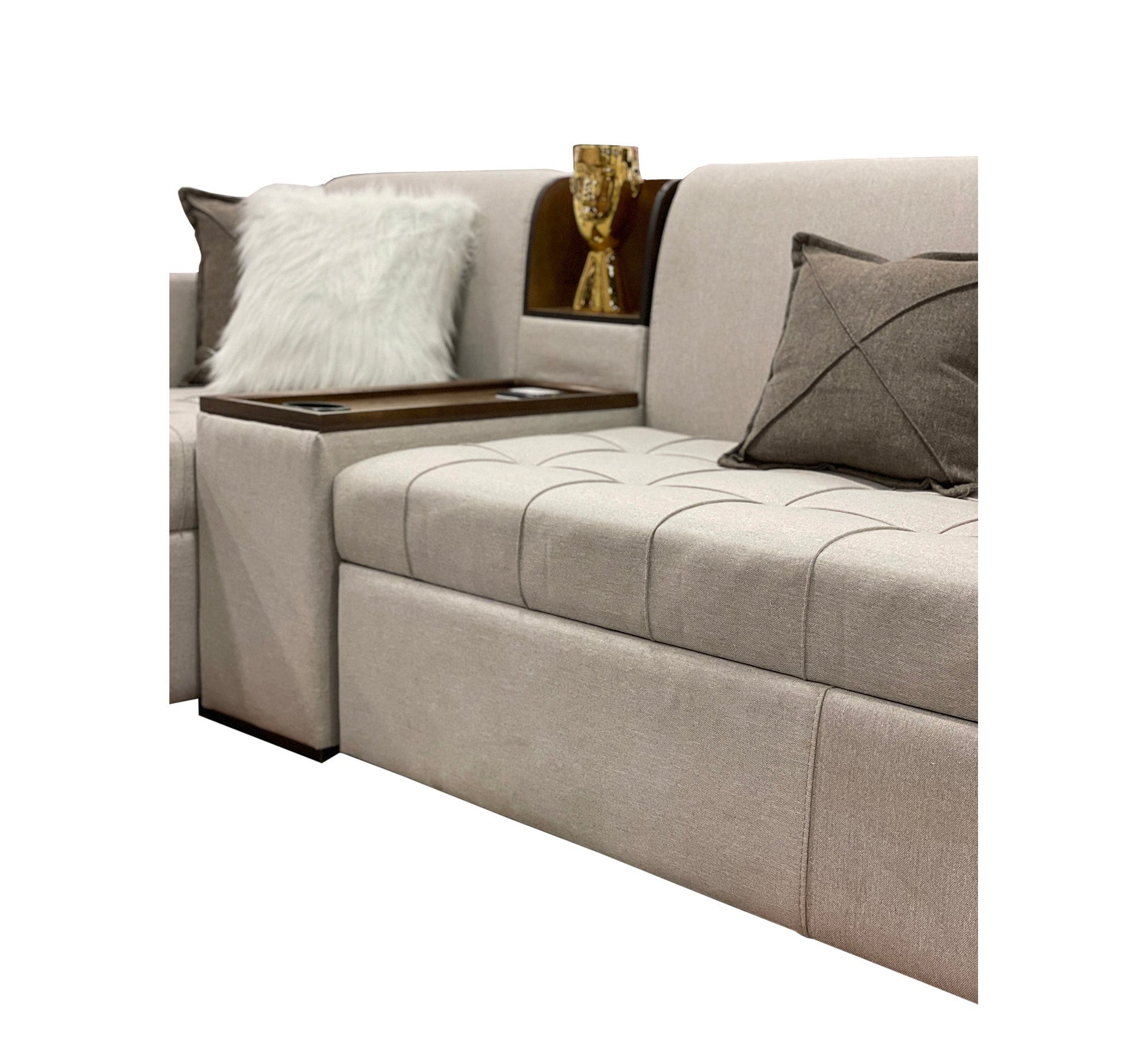 Corner beige bed - Vitrine Furniture - L - shape sofa set