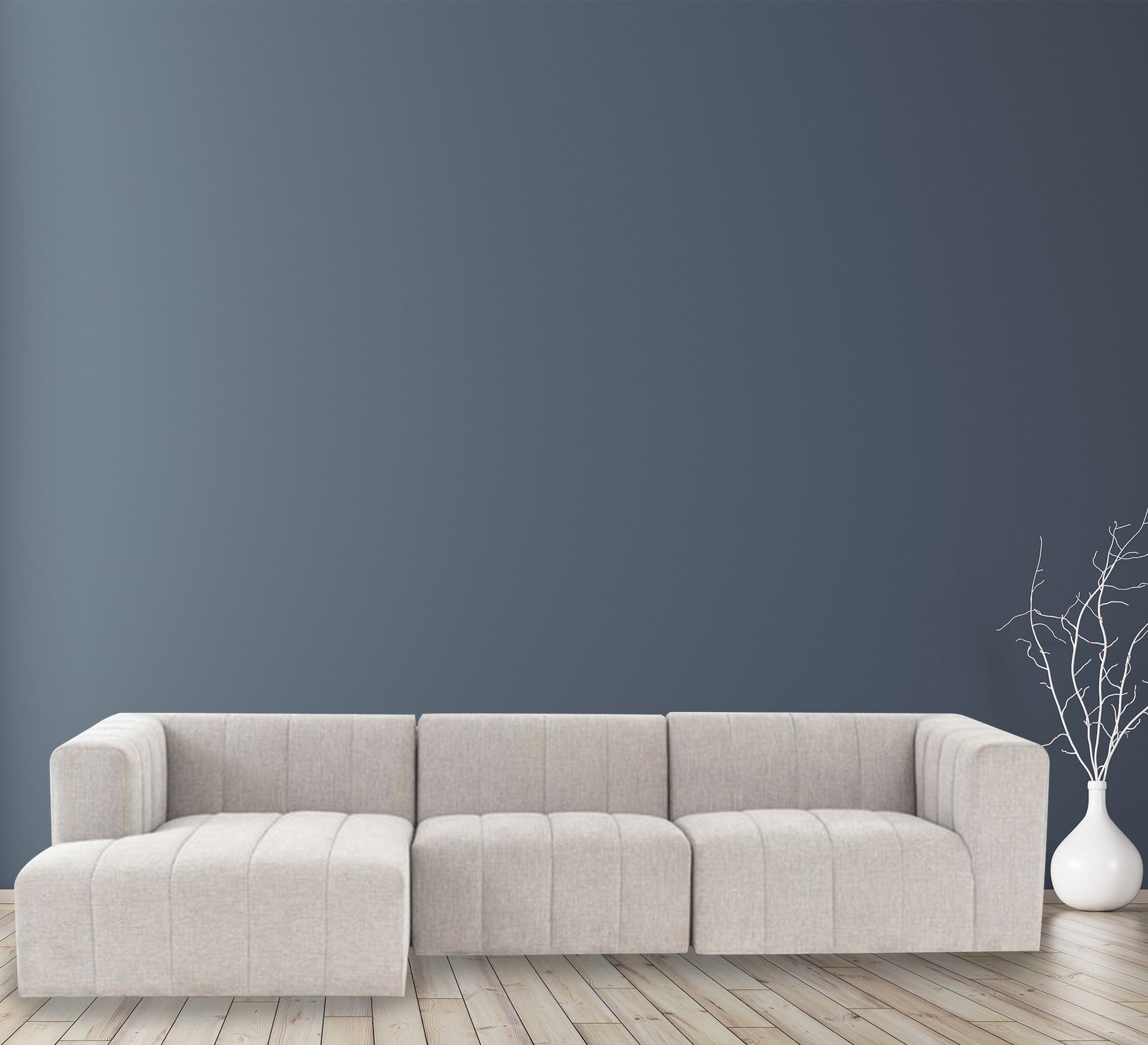 Corner elegant light gray - Vitrine Furniture - L - shape sofa set