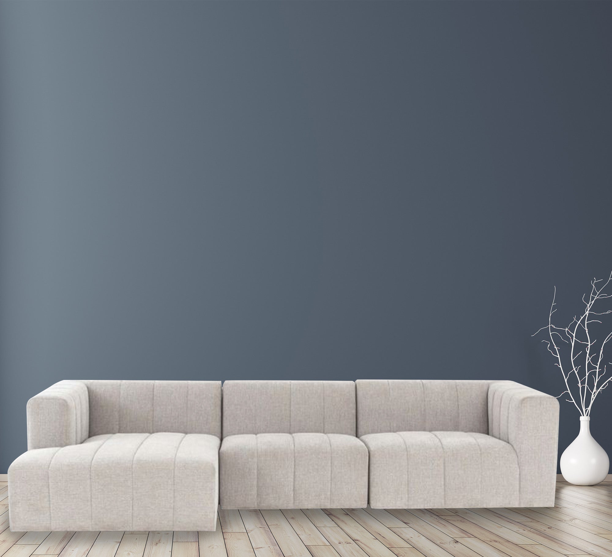 Corner elegant light gray - Vitrine Furniture - L - shape sofa set