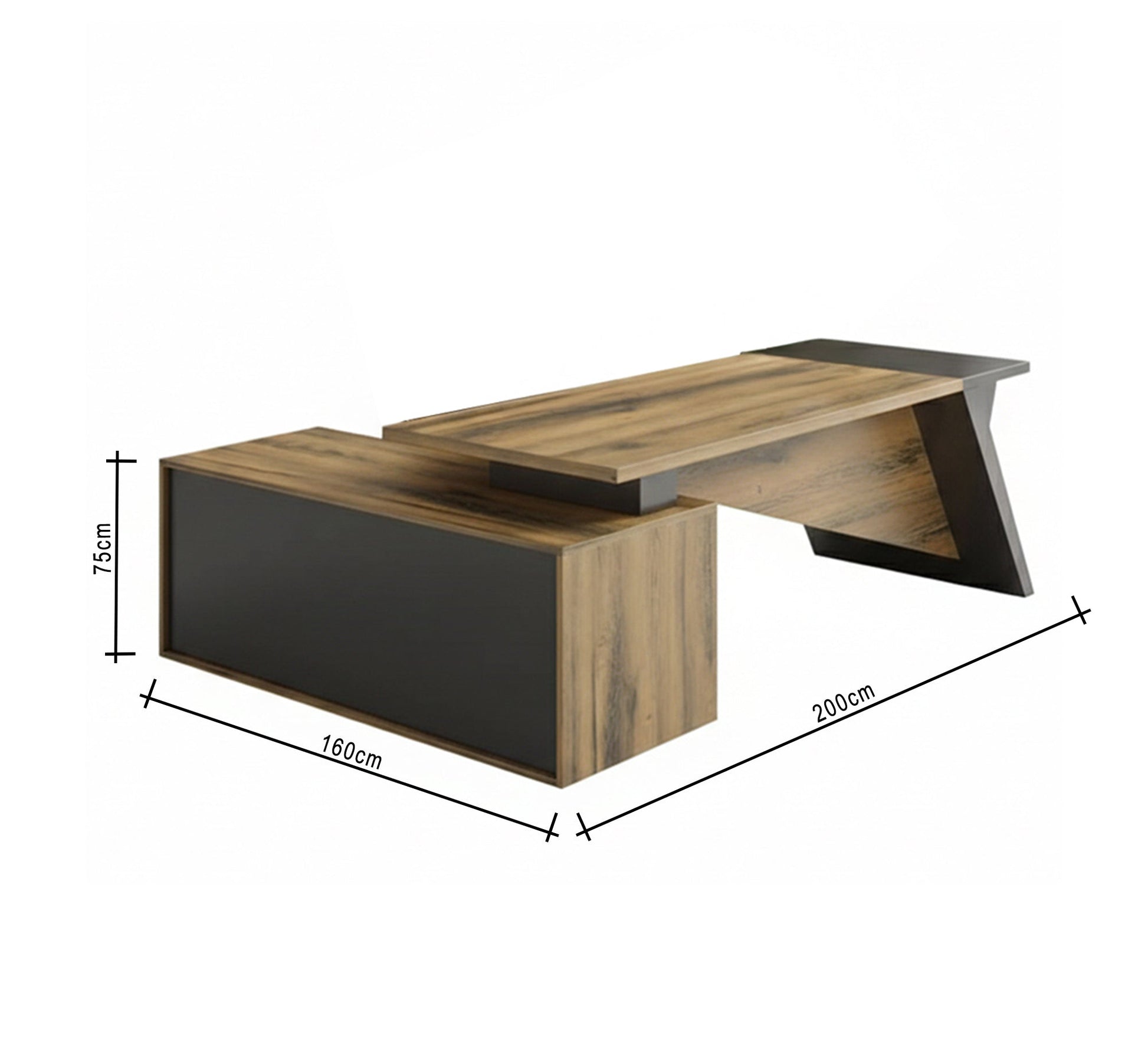 Corner Executive Desk with Black Side Drawer Unit - Vitrine Furniture - Furniture