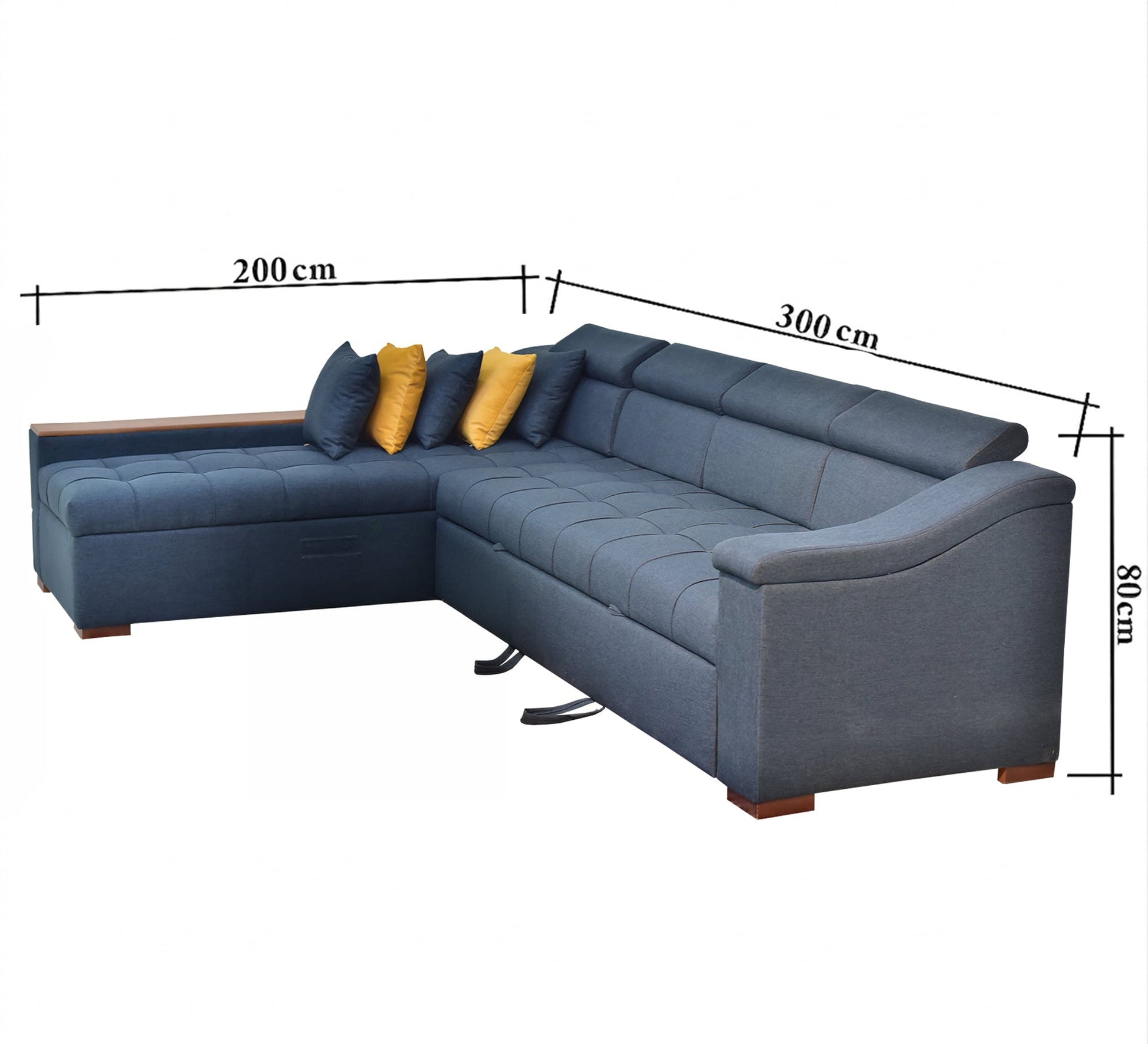 Corner in indigo color - Vitrine Furniture - L - shape sofa set