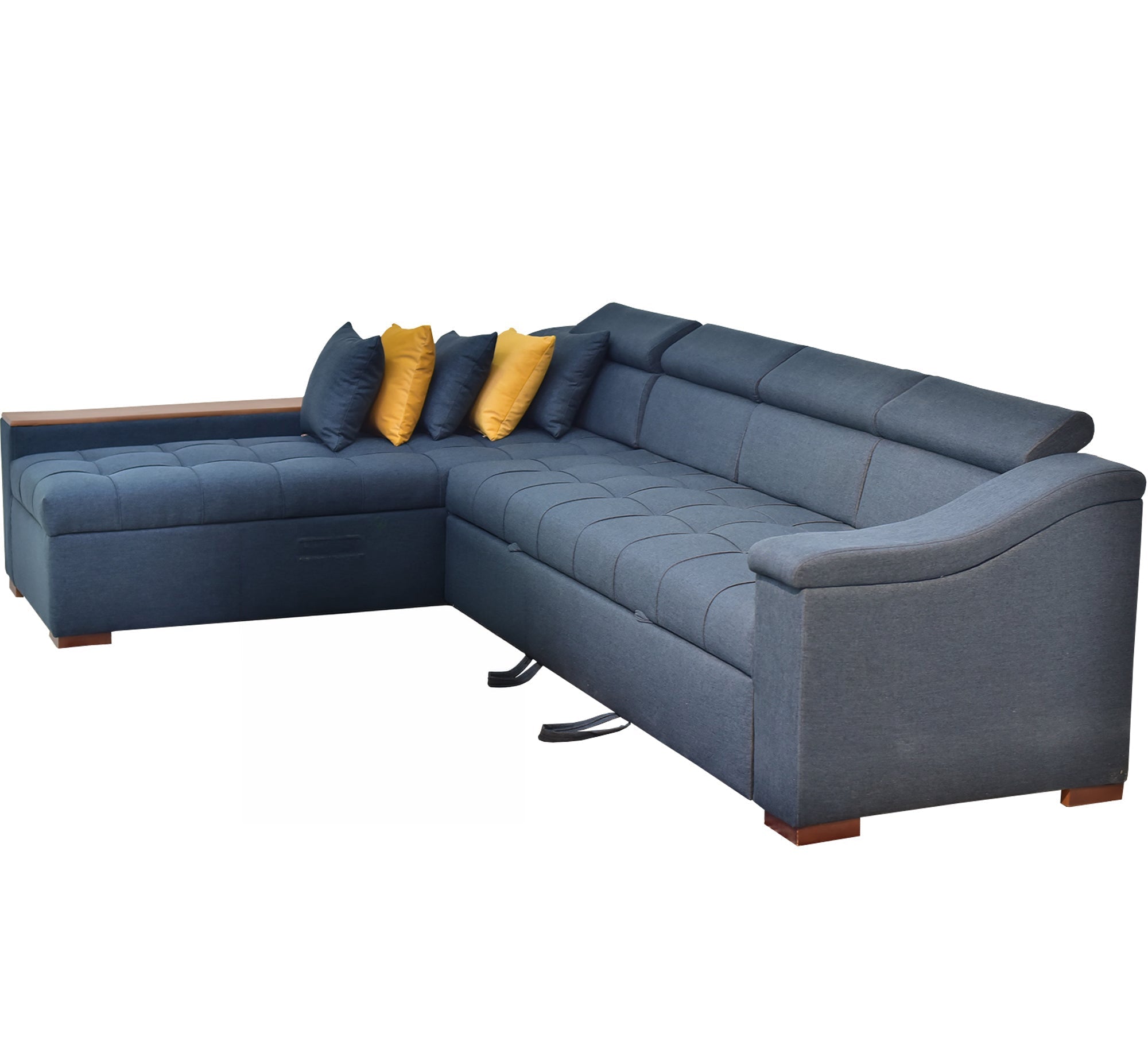 Corner in indigo color - Vitrine Furniture - L - shape sofa set