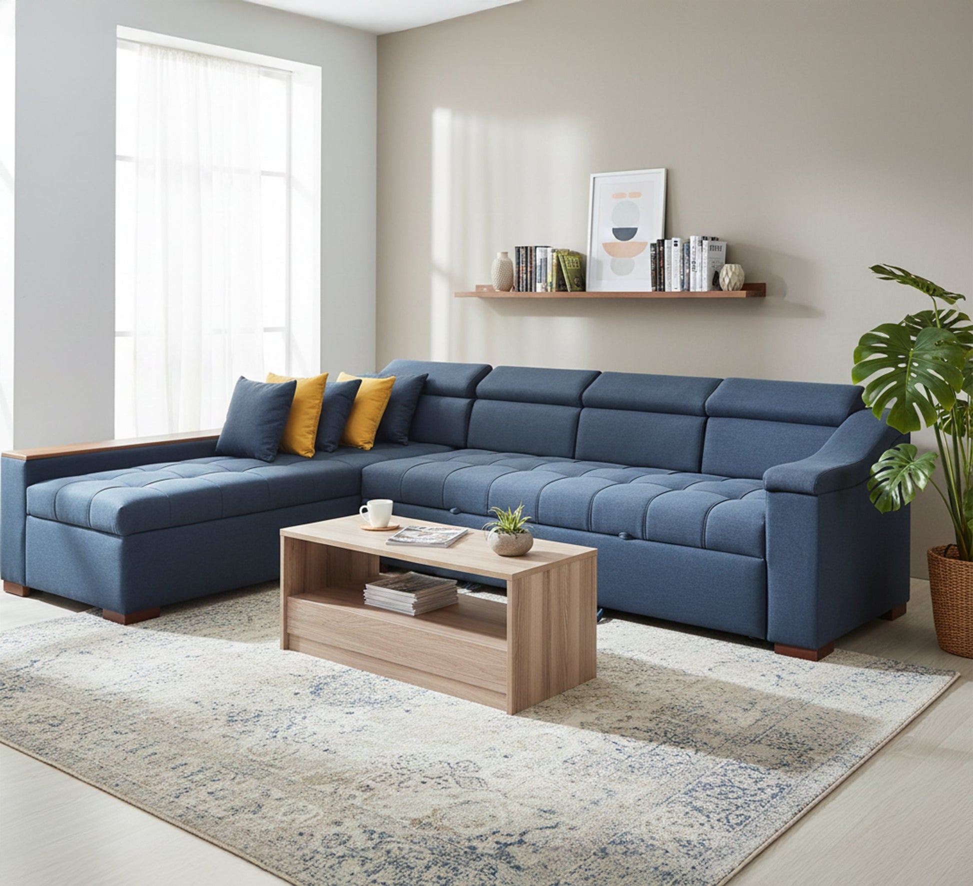 Corner in indigo color - Vitrine Furniture - Sofa bed