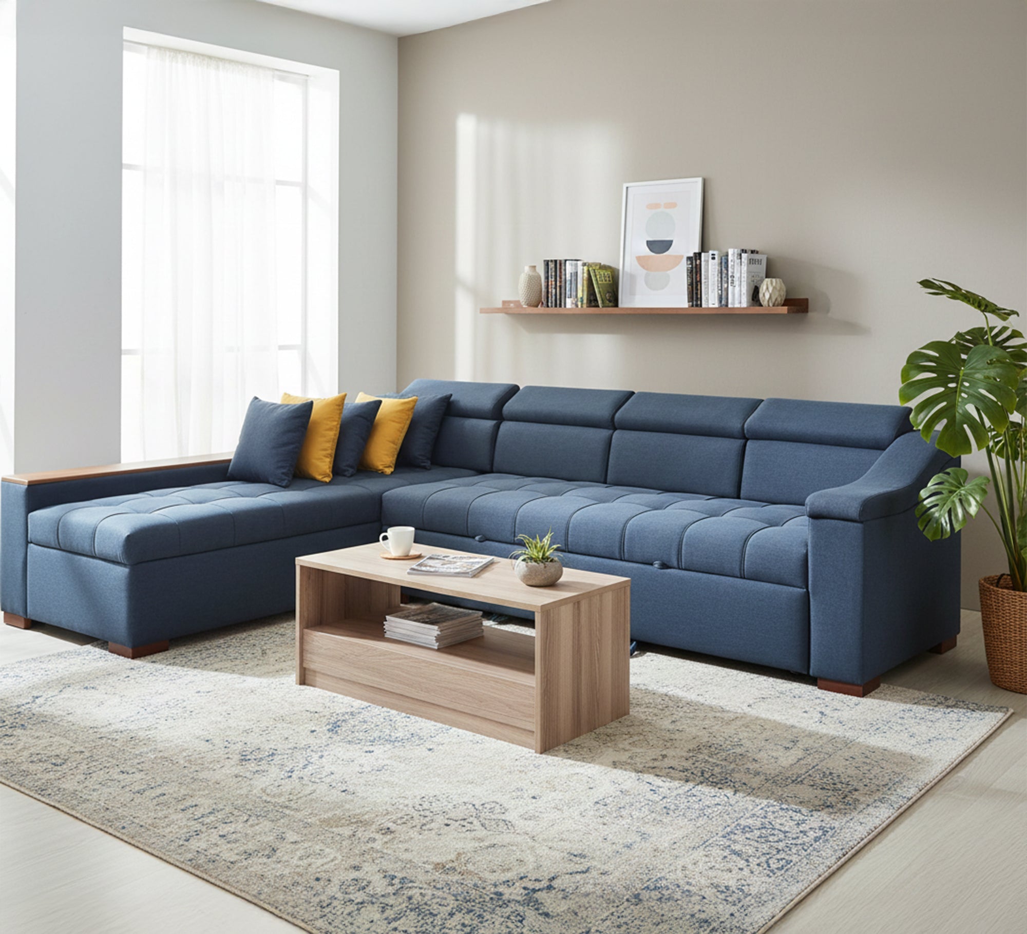 Corner in indigo color - Vitrine Furniture - Sofa bed