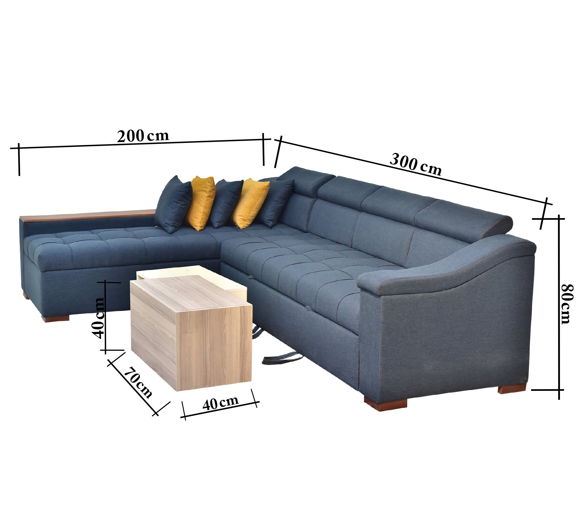 Corner in indigo color - Vitrine Furniture - Sofa bed