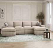 Corner letter U in beige color - Vitrine Furniture - L - shape sofa set