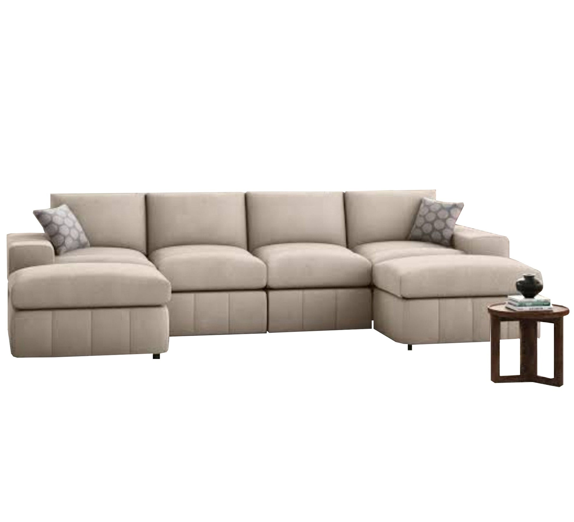 Corner letter U in beige color - Vitrine Furniture - L - shape sofa set