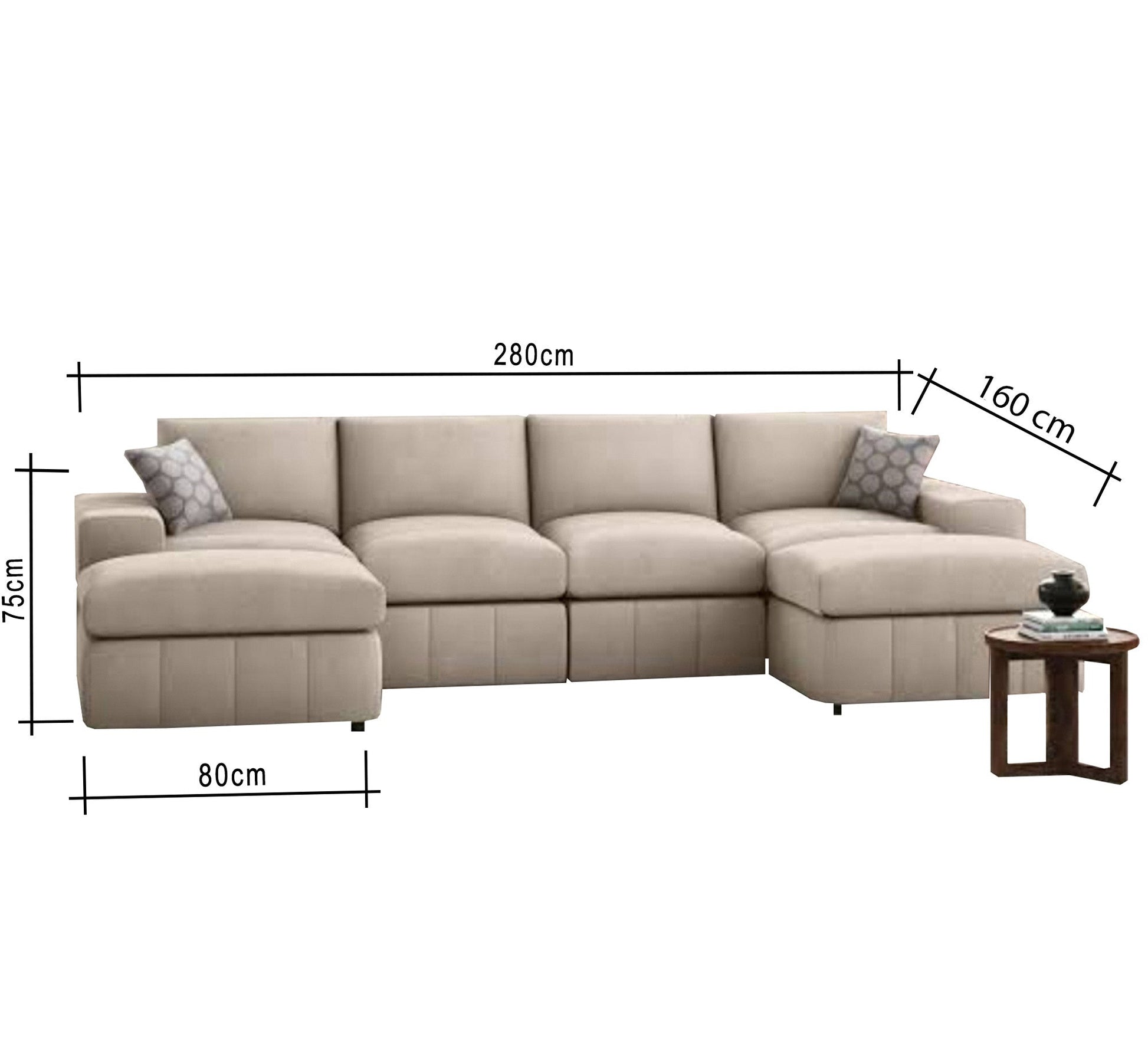 Corner letter U in beige color - Vitrine Furniture - L - shape sofa set
