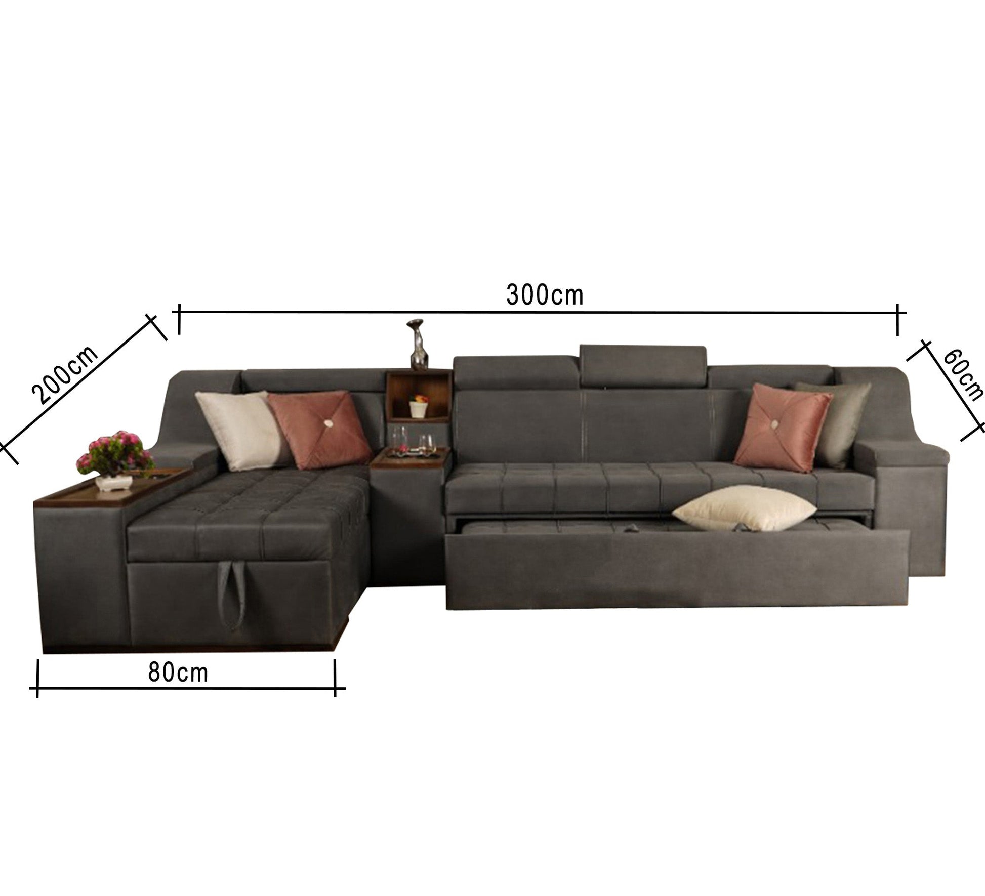 Corner Lizzie in gray - Vitrine Furniture - L - shape sofa set