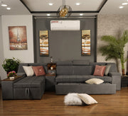 Corner Lizzie in gray - Vitrine Furniture - L - shape sofa set