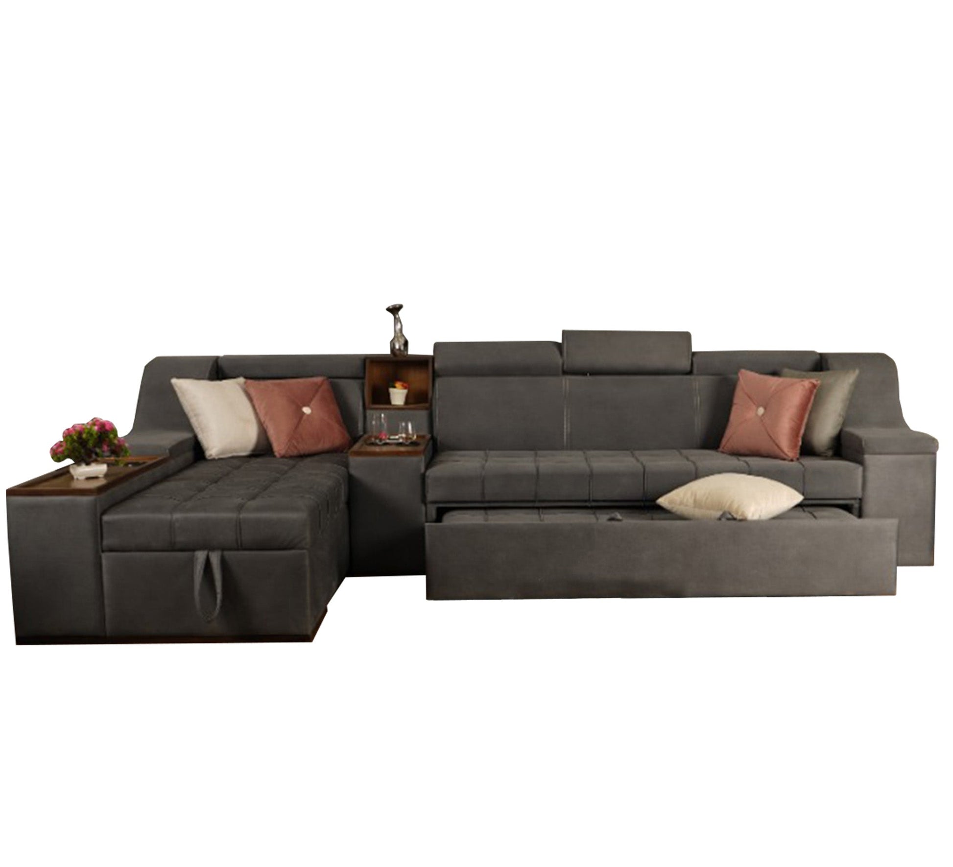 Corner Lizzie in gray - Vitrine Furniture - L - shape sofa set
