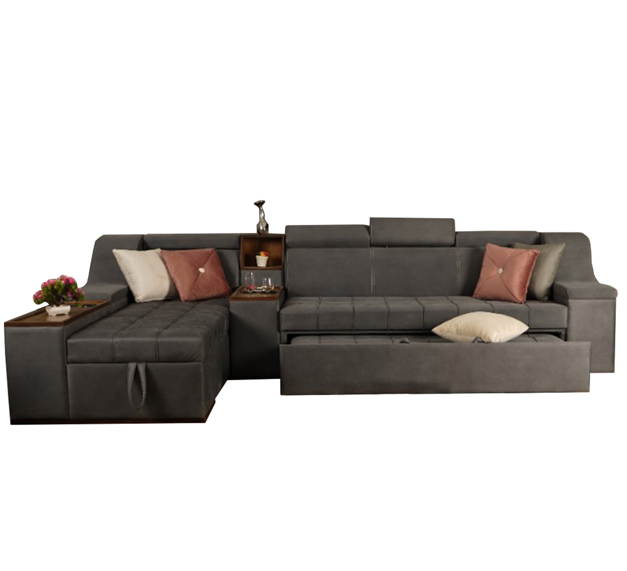 Corner Lizzie in gray - Vitrine Furniture - L - shape sofa set
