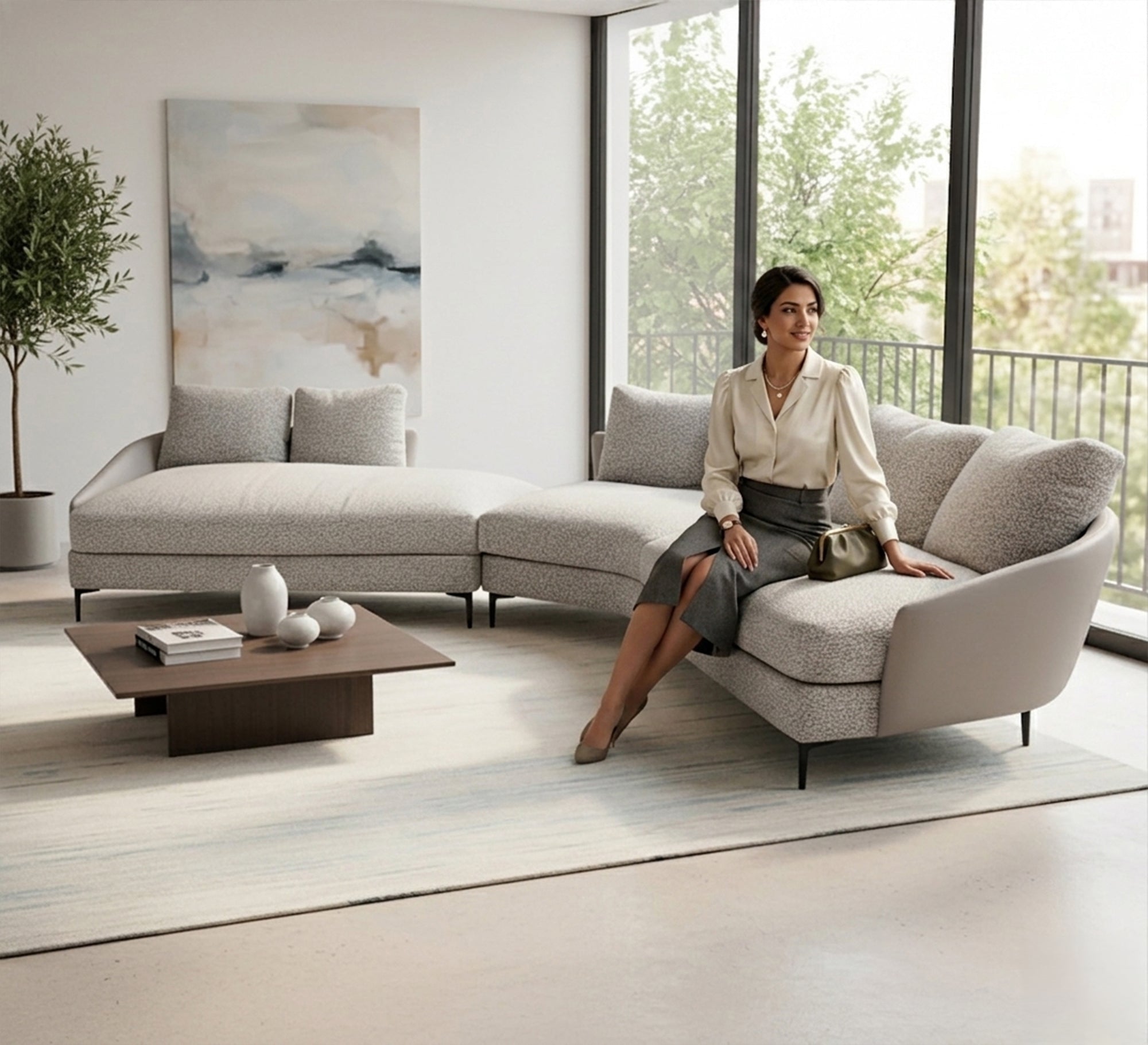 Corner sofa with a unique curved design - Vitrine Furniture - L-shape sofa set