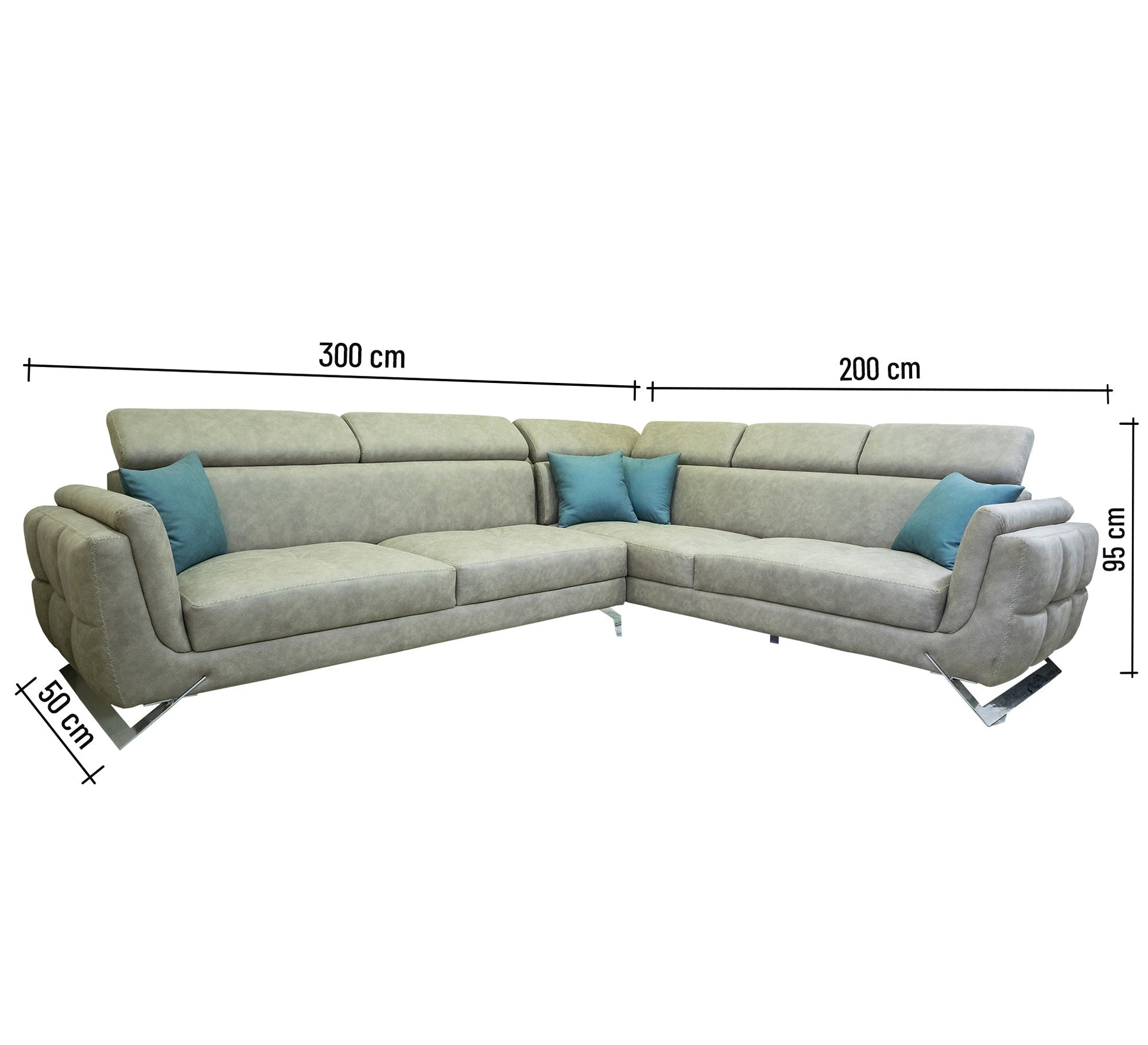 Corner: Stylish Grey & Blue Accent Pillows - Vitrine Furniture - L - shape sofa set