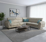 Corner: Stylish Grey & Blue Accent Pillows - Vitrine Furniture - L - shape sofa set