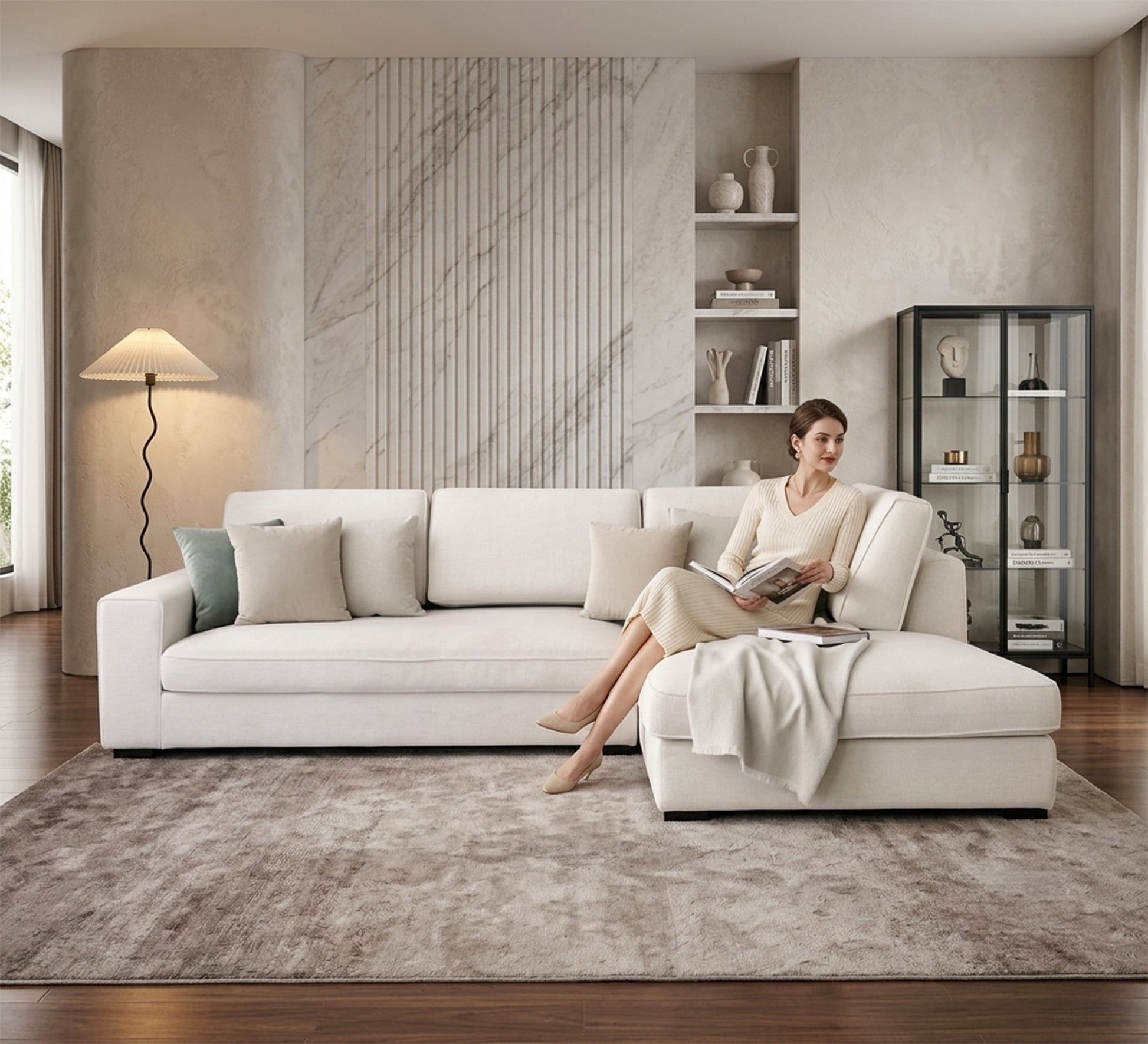Corner with soft design. - Vitrine Furniture - L-shape sofa set