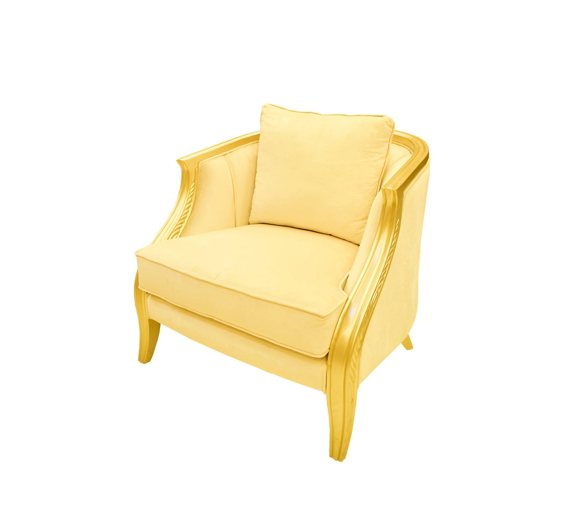 Creamy Golden Sofa with High Armrests & Legs - Vitrine Furniture - Living room sets
