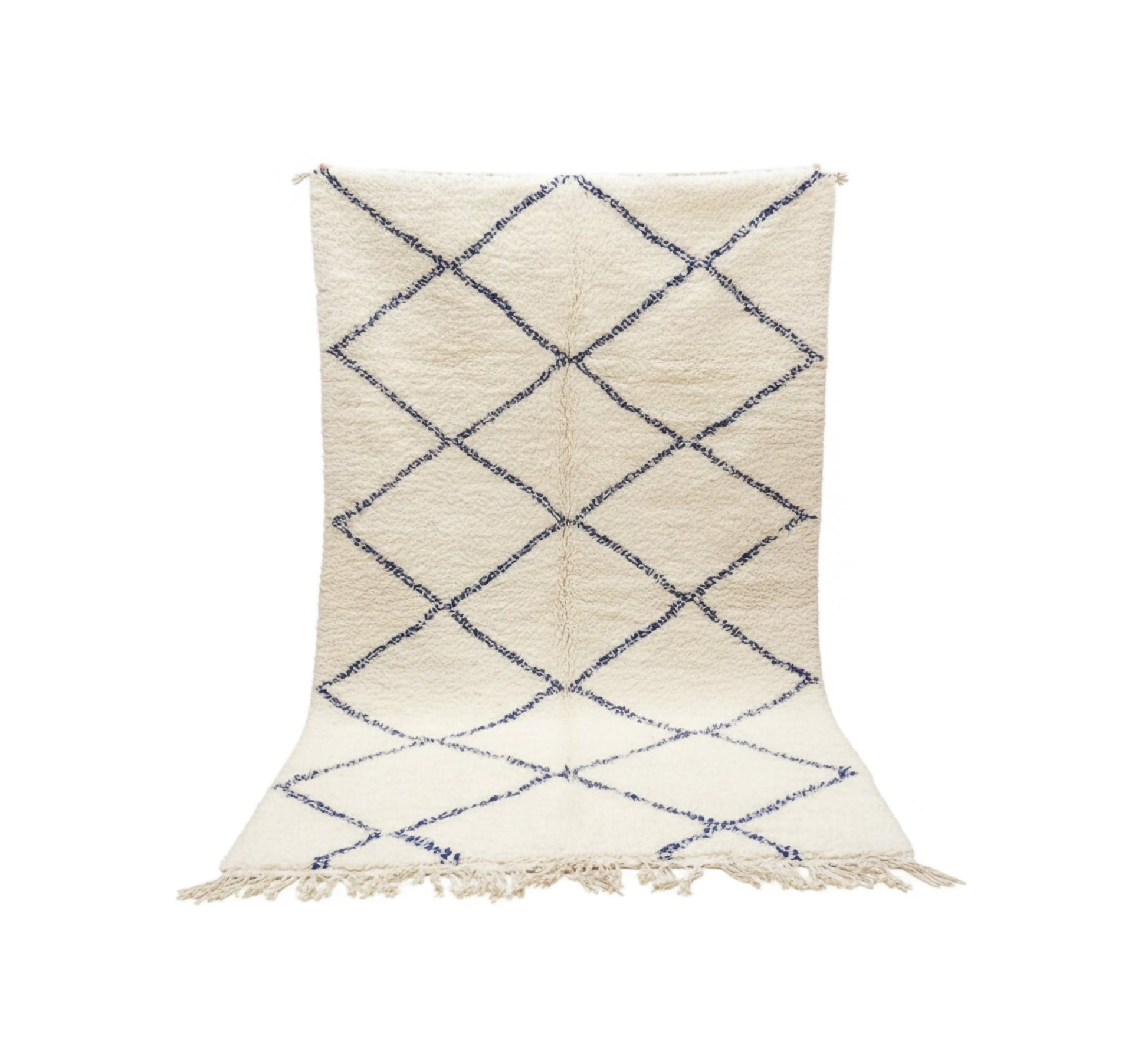 Creamy rug with a navy diamond mesh - Vitrine Furniture - Accessories