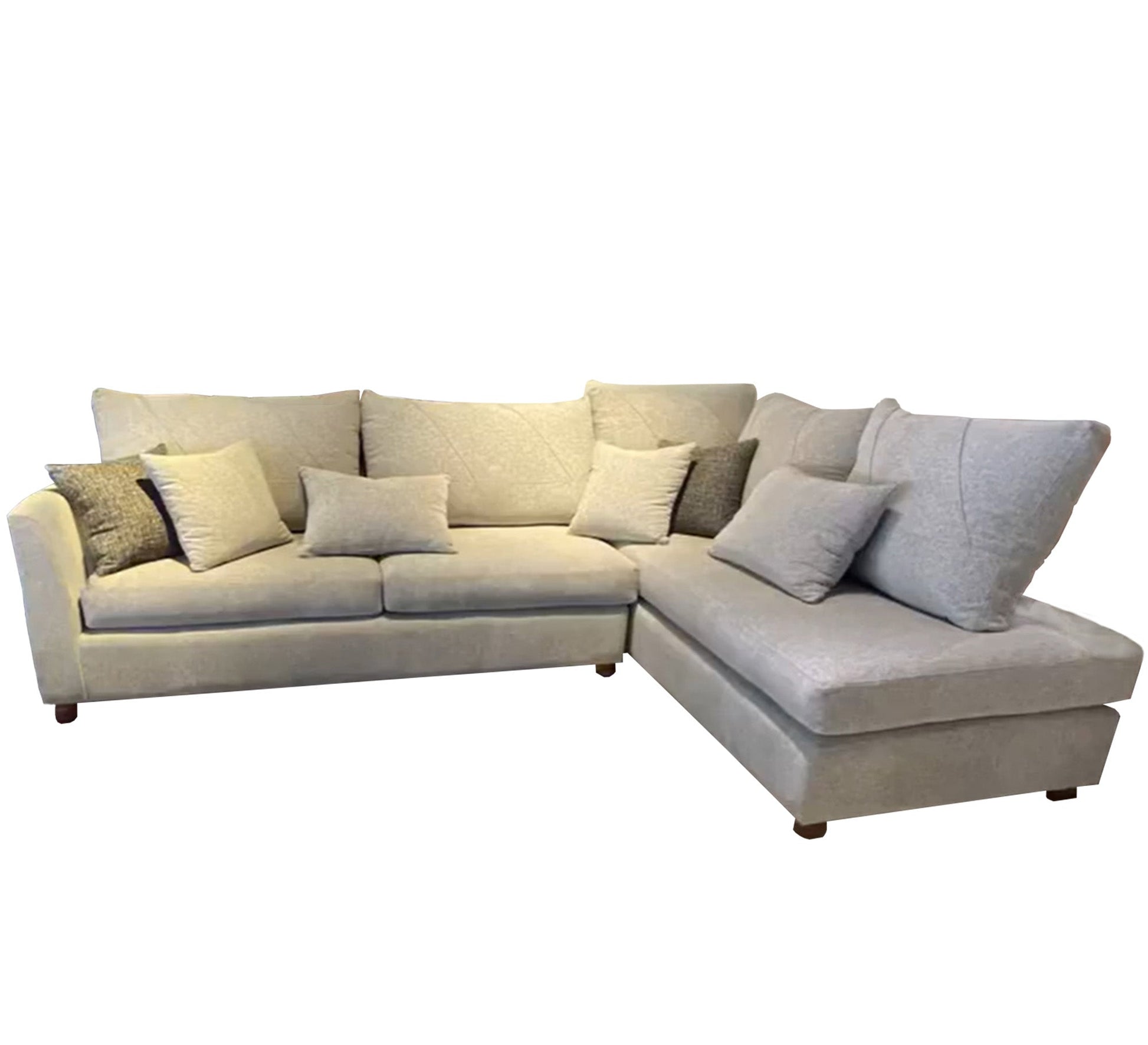 creamy white living room corner - Vitrine Furniture - L - shape sofa set