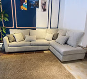 creamy white living room corner - Vitrine Furniture - L - shape sofa set