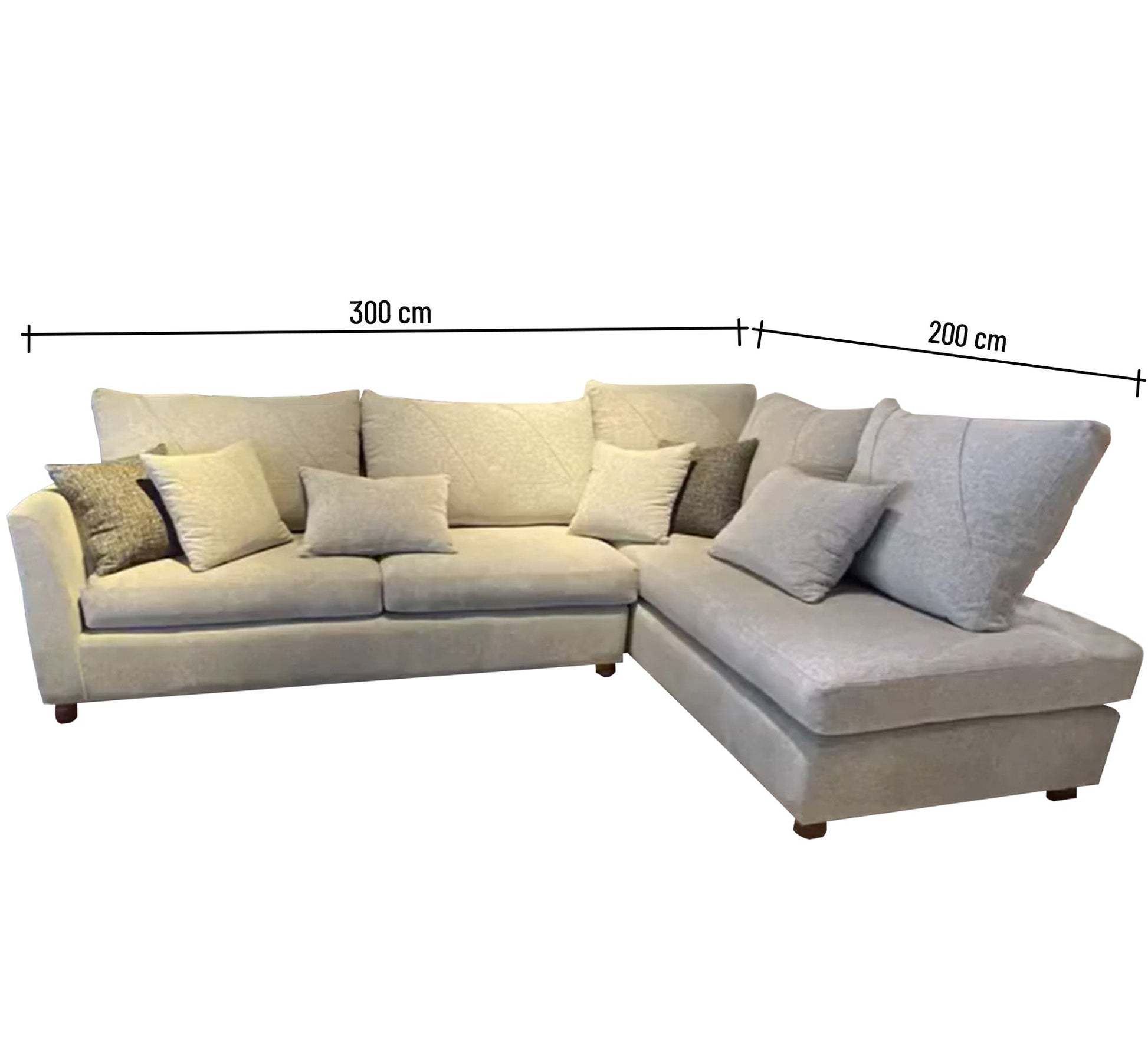 creamy white living room corner - Vitrine Furniture - L - shape sofa set